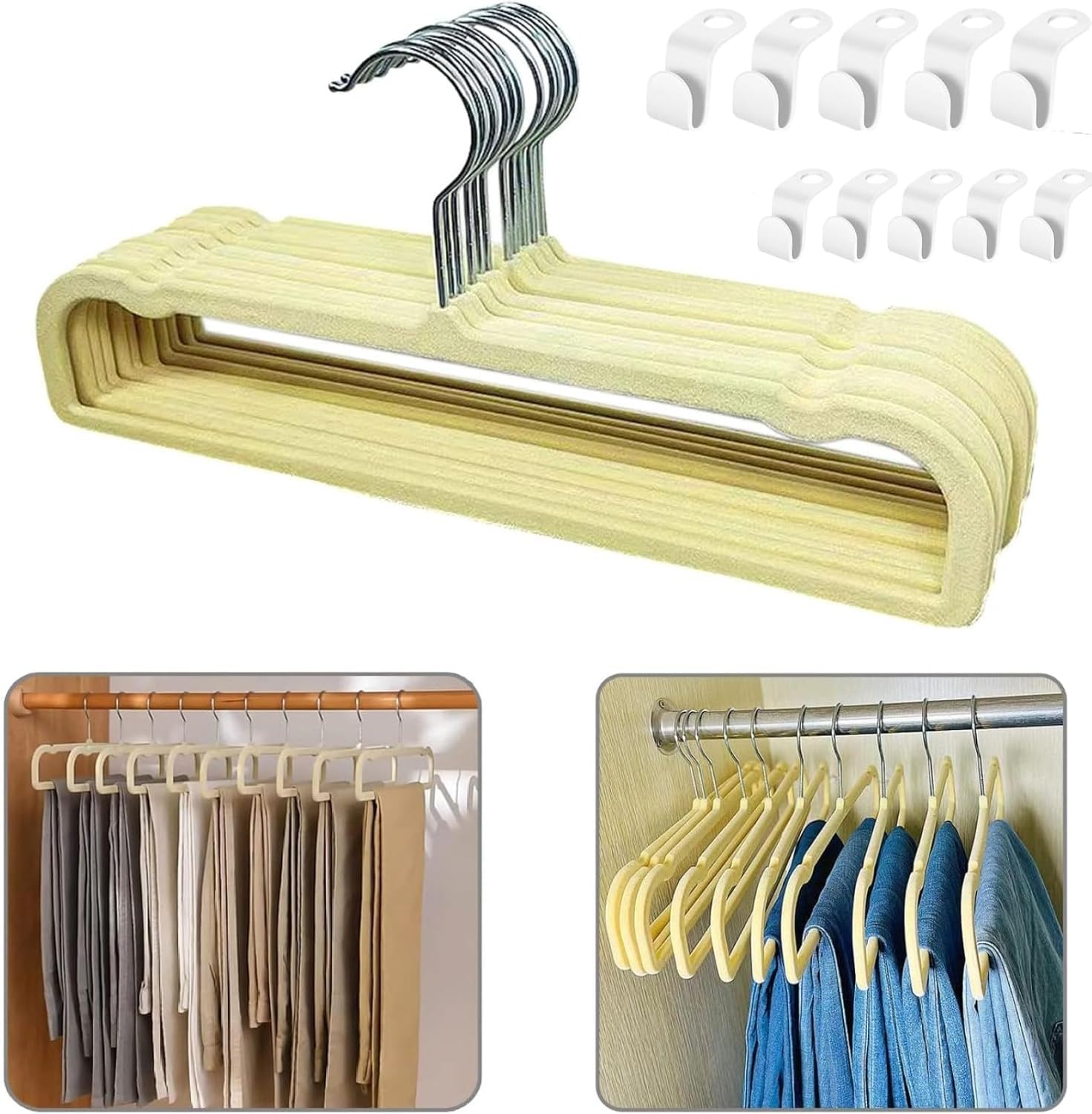 Velvet Hangers Non Slip - 20 Pack Pants Hangers For Closet - Thin Space Saving Clothes Hanger - Strong, Durable, Jean Hangers Wi