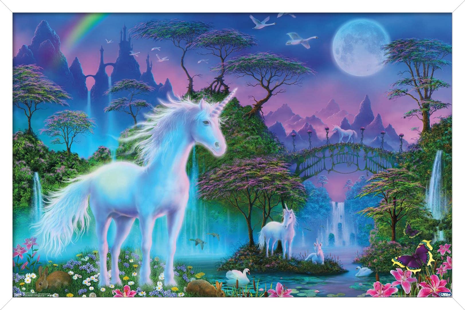 Trends International Unicorn Meadow Wall Poster, 22.375'' X 34'', White Framed Version