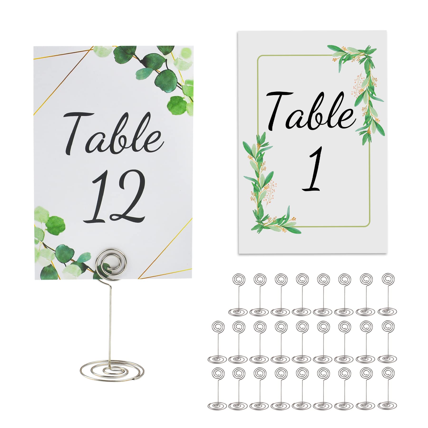 Power Unico Flower Table Numbers 1-25 Plus Head Table Card, Double-Sided 4 * 6In Card Stock With Matched Silver Table Number Hol