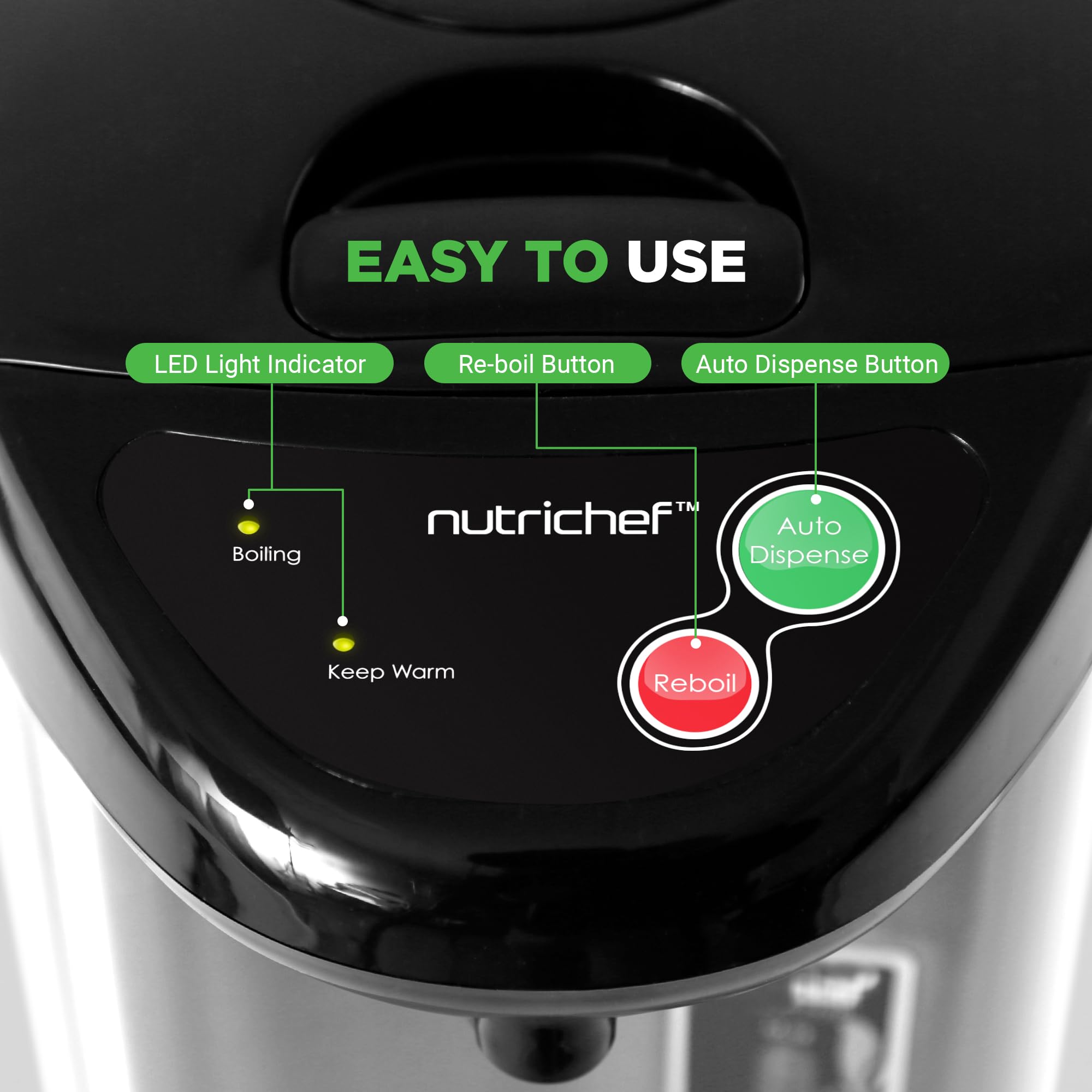 Nutrichef Electric Kettle, Water Boiler & Warmer, 5 Quart Hot Pot With Multiple Dispensing Options, Rapid Heating, Child Safety