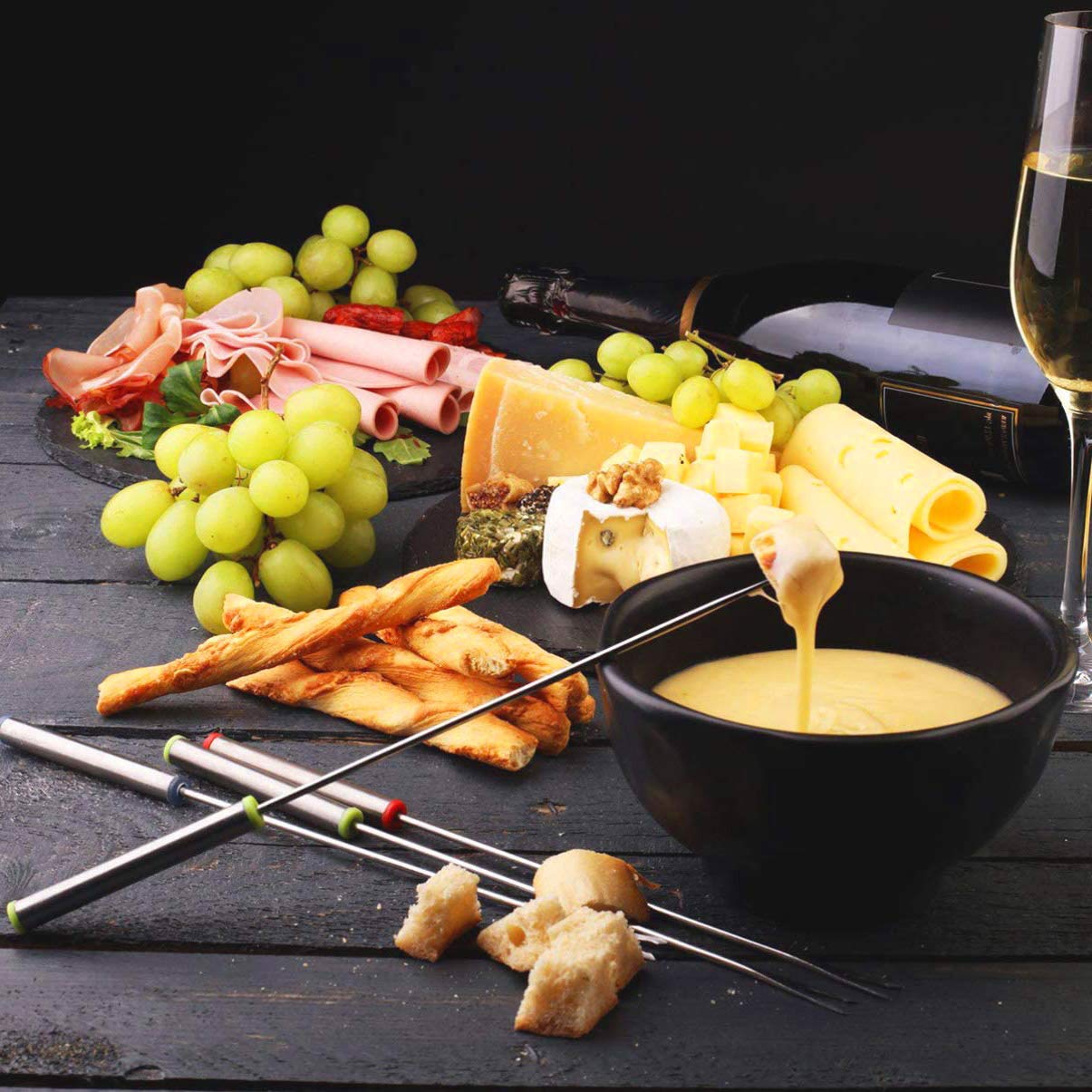 Fondue Forks Set, 12 Color Coding Stainless Steel Meat Forks With Heat Resistant Handle, Length 9.5 Inch