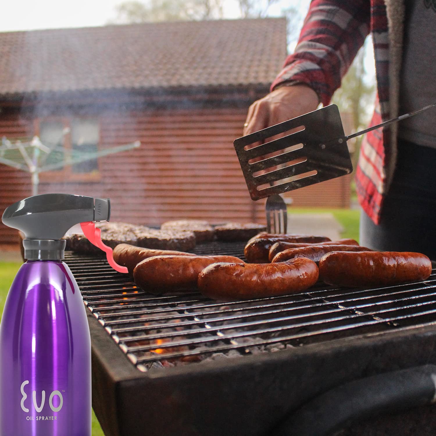 Evo Stainless Steel Oil Sprayer Non-Aerosol For Olive Cooking Oils, 16Oz, Purple