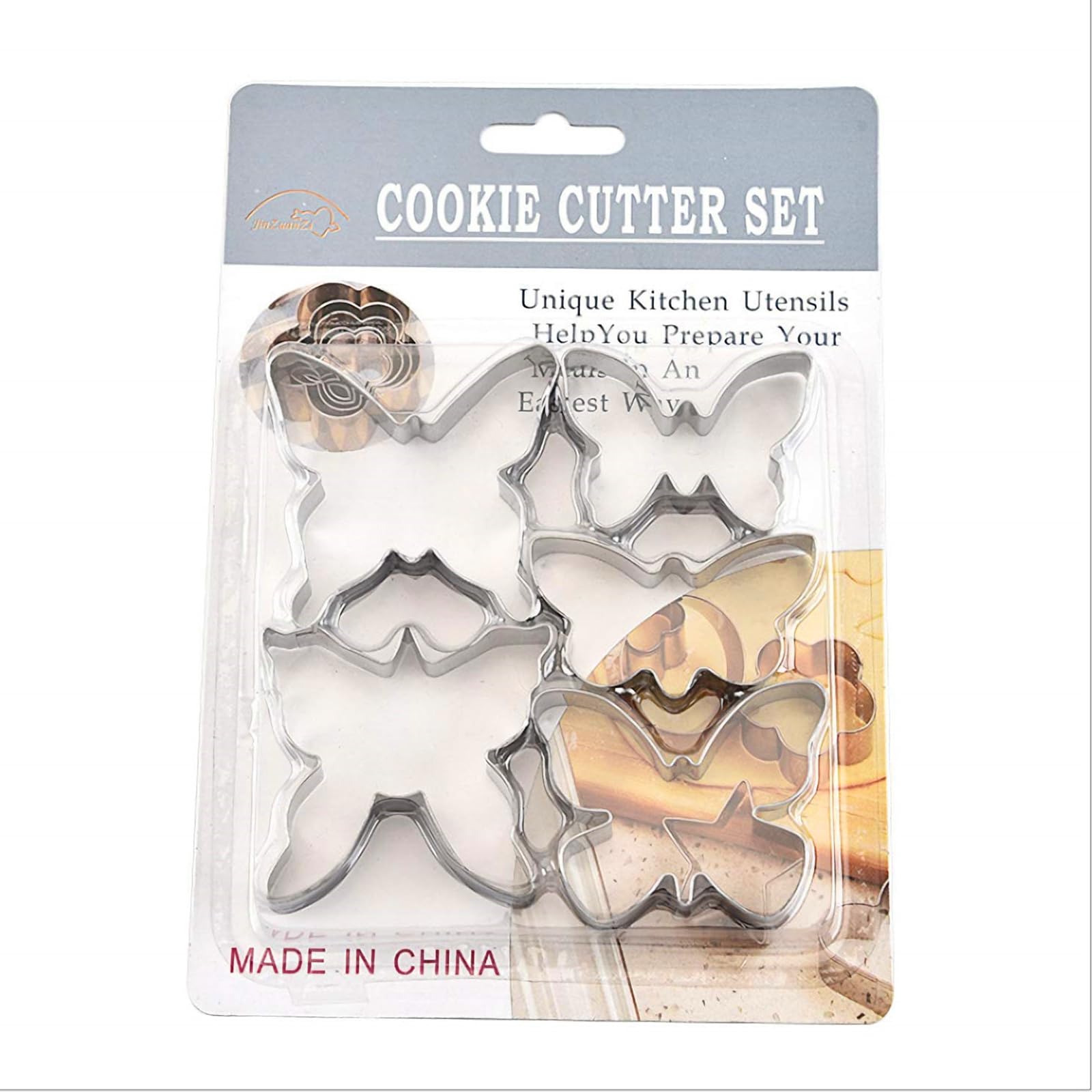 Neljibehu Butterfly Cookie Cutter, 5-Piece Mini Stainless Steel Cookie Cutter Set, Used For Diy Baking Cake Craft Pastry Baking