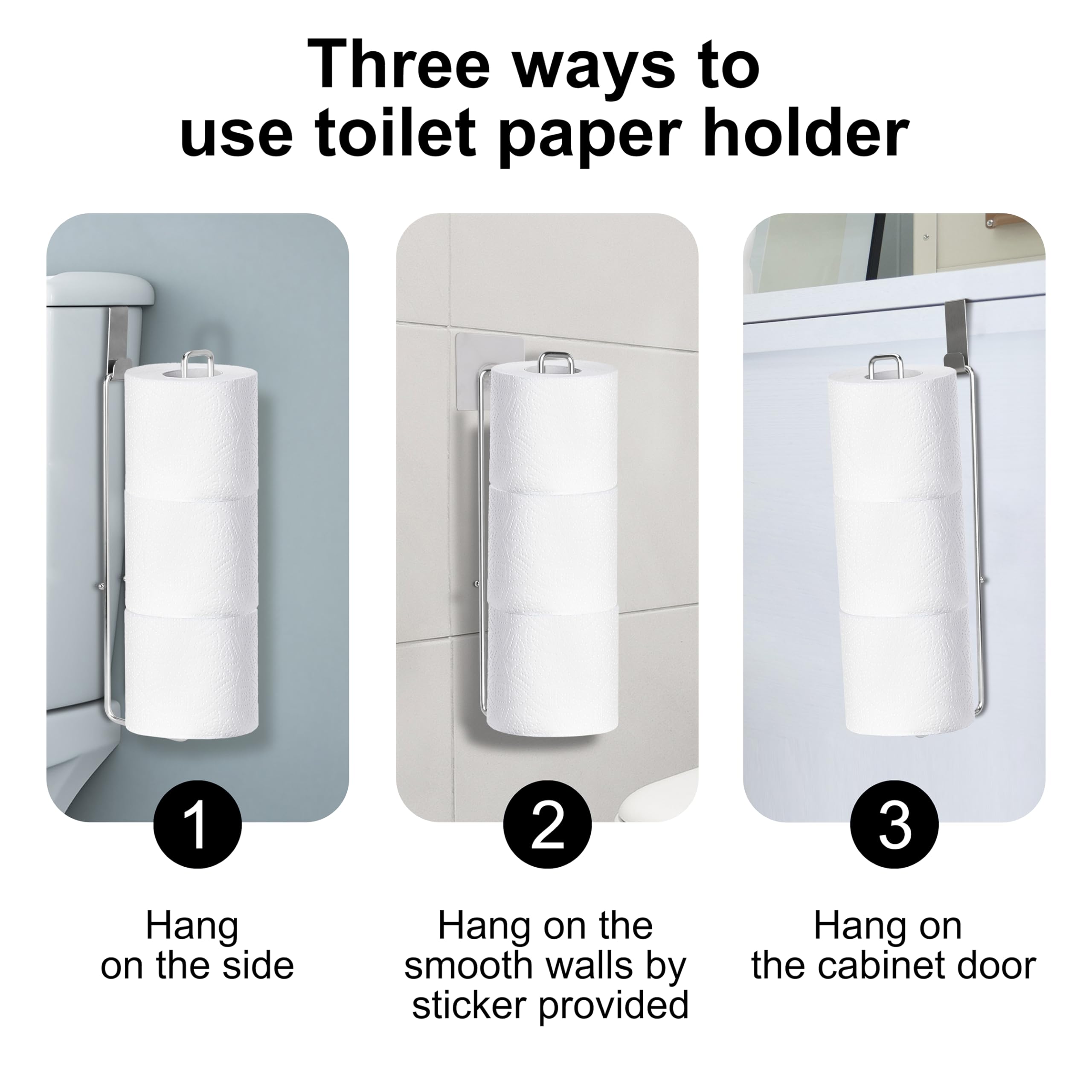 Toilet Paper Holder, Over The Tank Toilet Paper Holder, Toilet Paper Roll Holder For 3 Rolls, Bathroom Toilet Paper Holder With