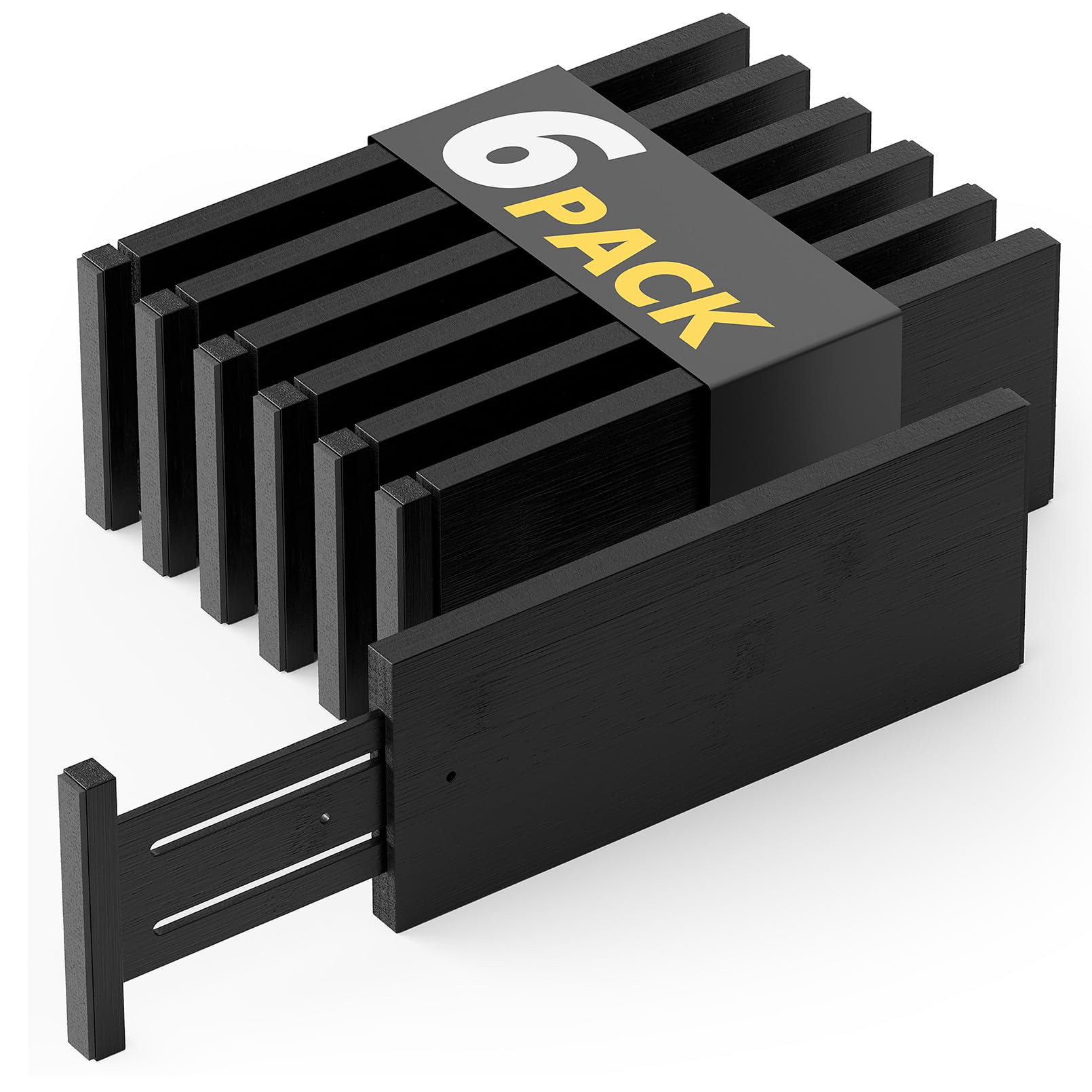 SpaceAid Bamboo Dresser Drawer Dividers 6 Pack, 4.65 High Adjustable 12.5-17    Drawer Organizers, Expandable Organization for C