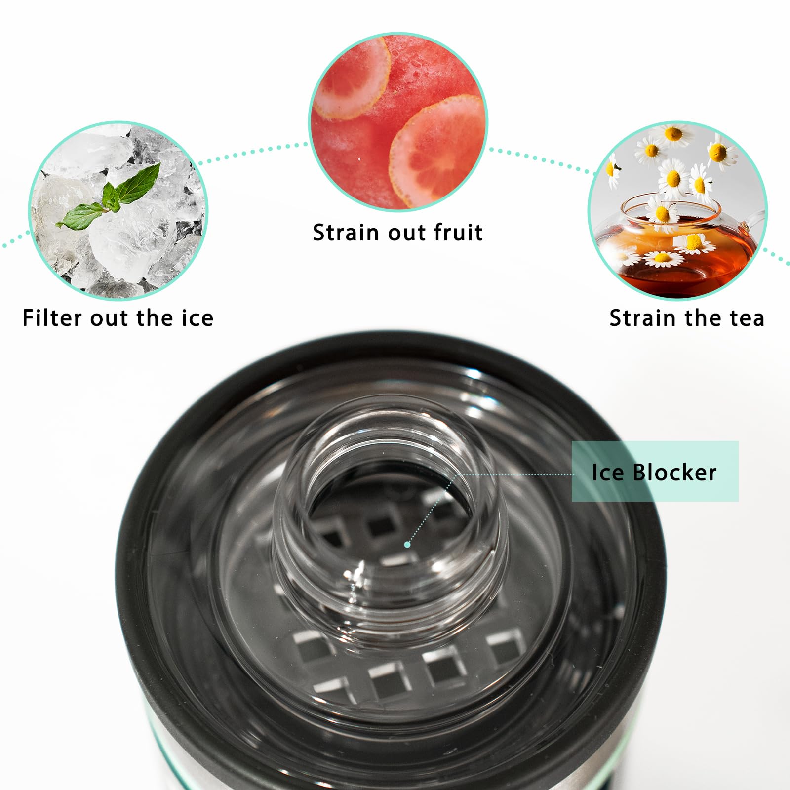 Nitakou Ice Blocker For Yeti Rambler Bottle Chug Cap Tumbler-Ice Gate Prevent Cubed Fruit Or Crushed Ice During A Drink Fits 18,