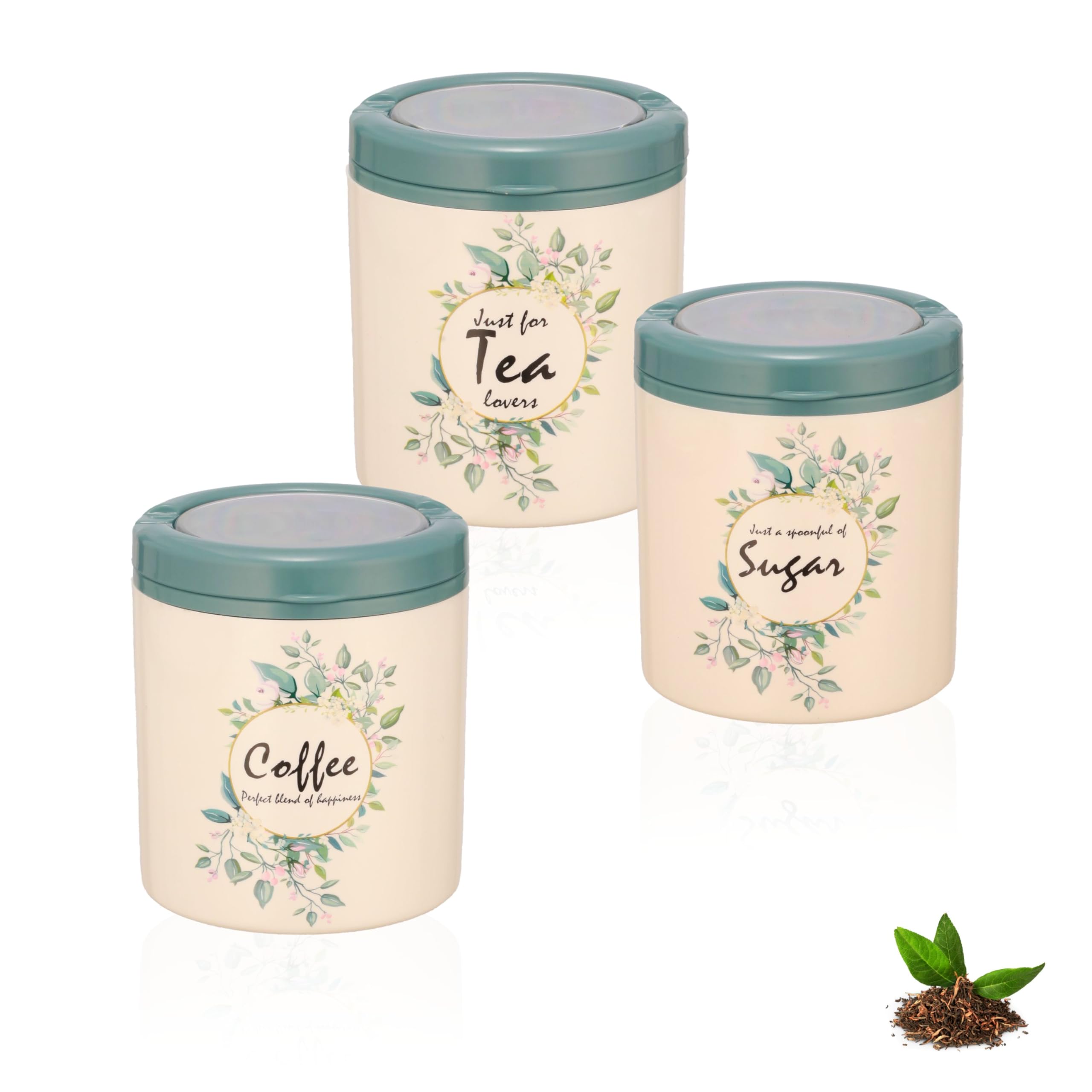 Trueware Lift Up Sugar Tea Coffee Container | Set Of 3 | Container | 750 Ml Each | Air Tight | Bpa Free | 100% Food Grade | Odou