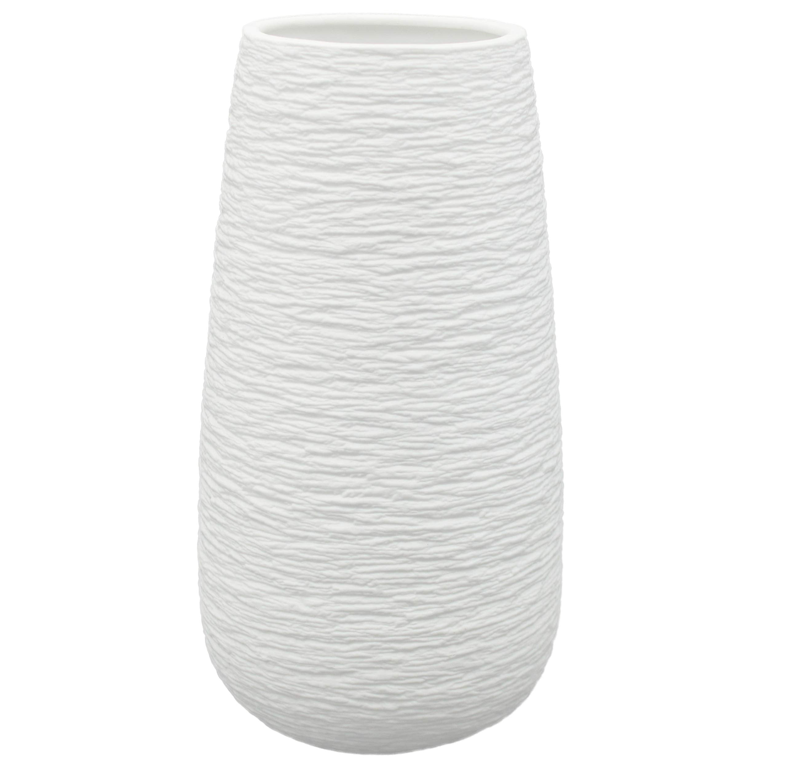10 inch White Ceramic Vase for Flowers, Textured Modern Vase, Large Floral Vase, Minimalist Vase, Porcelain Flower Vase Home D  