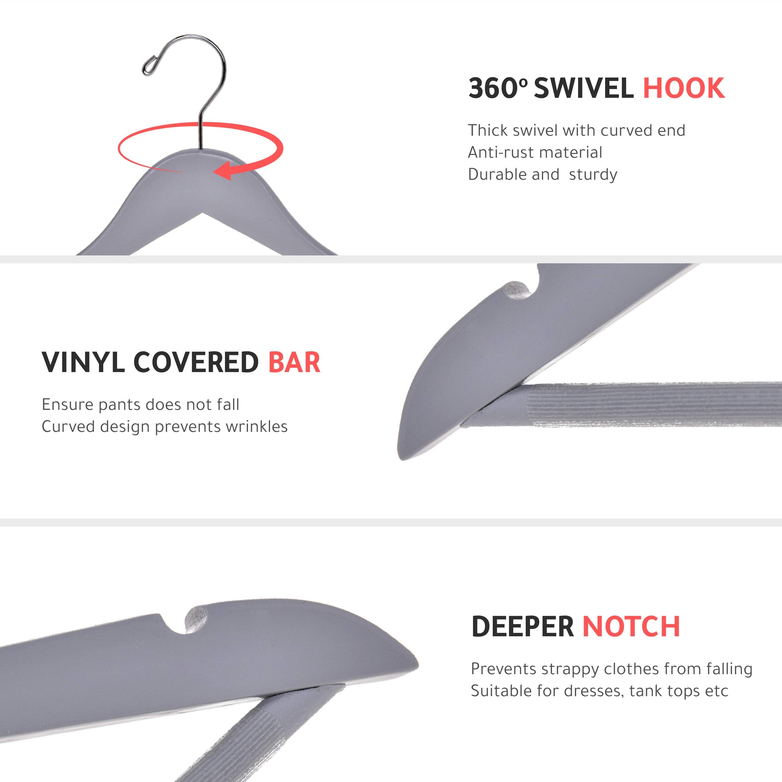 Quality Wooden Hangers - Slightly Curved Hanger Set Of 10-Pack - Solid Wood Coat Hangers With Stylish Chrome Hooks - Heavy-Duty