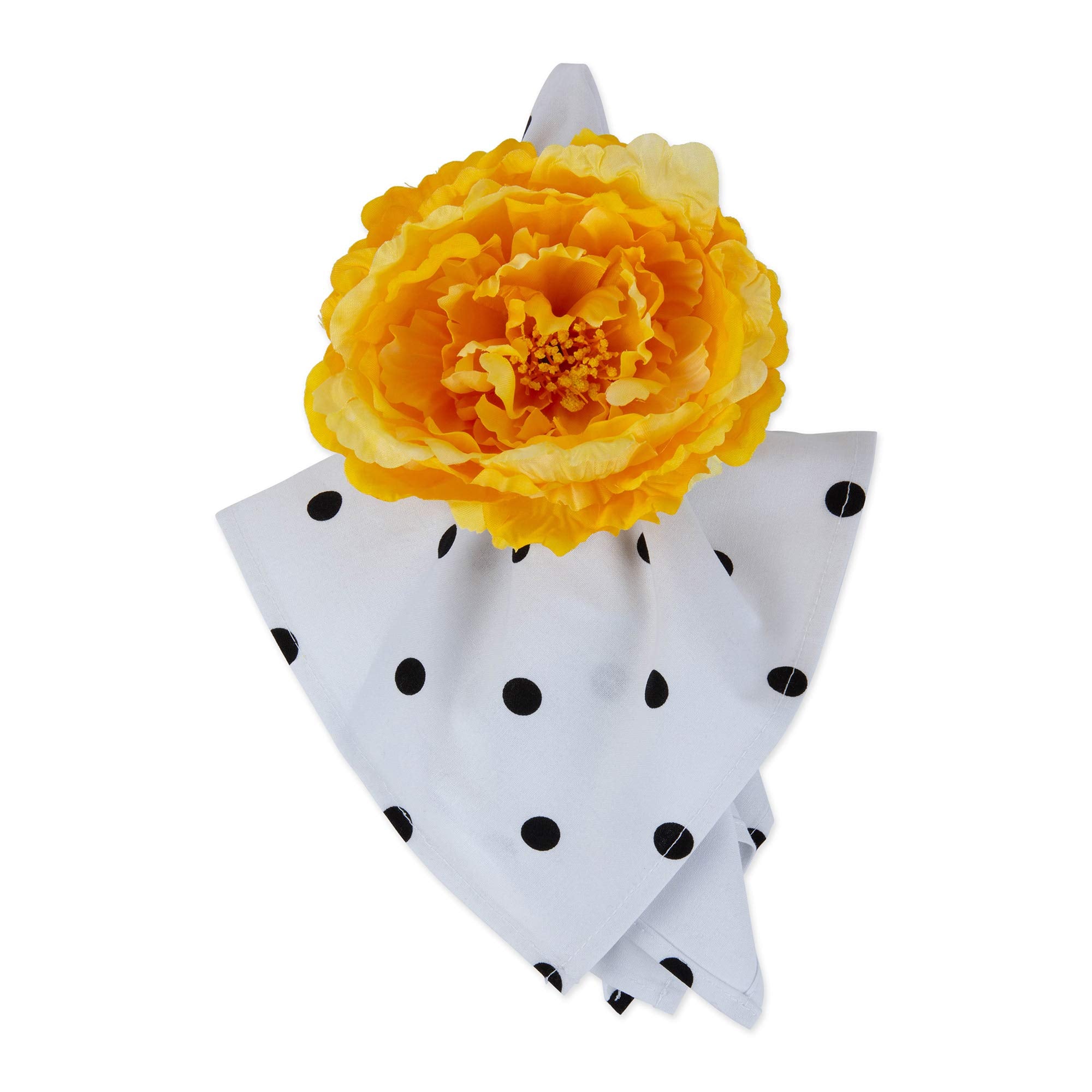 DII Peony Napkin Ring Et/4 Yellow