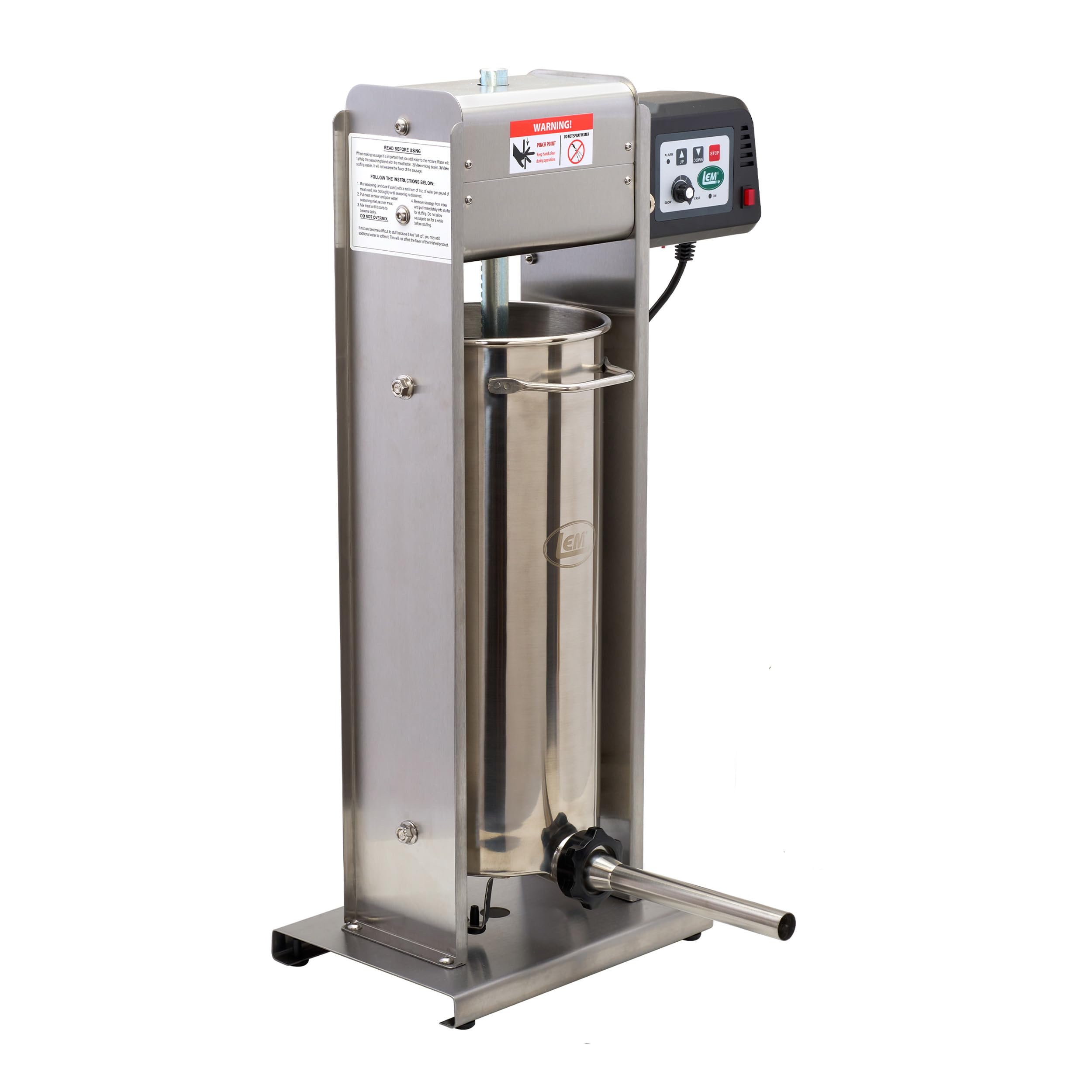 LEM Products Big Bite Motorized 30 Pound Capacity Stainless Steel Sausage Stuffer with Removable Cylinder, 0.5 HP