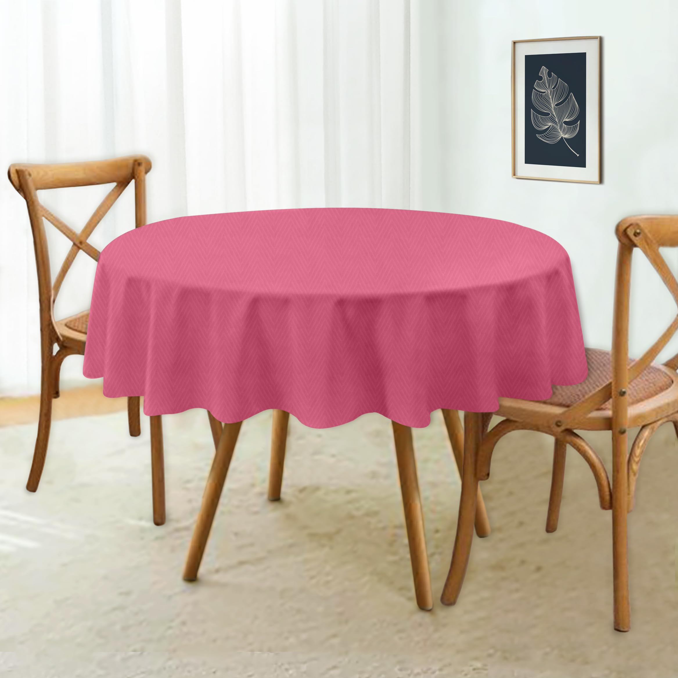 Oasis Home Collection Cotton Solid Round Table Cloth; 2 Seater (Pink)