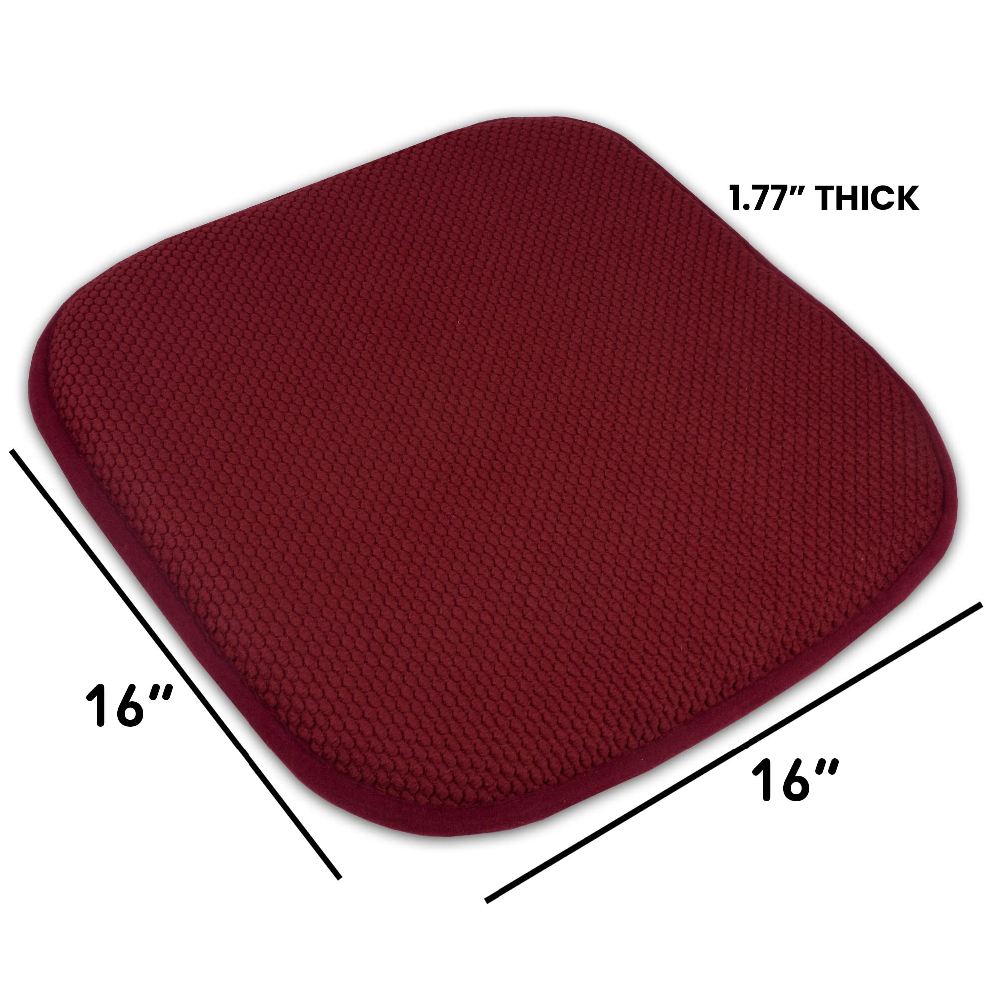 4 Pack Memory Foam Honeycomb Nonslip Back 16'' X16'' Chair/Seat Cushion Pad