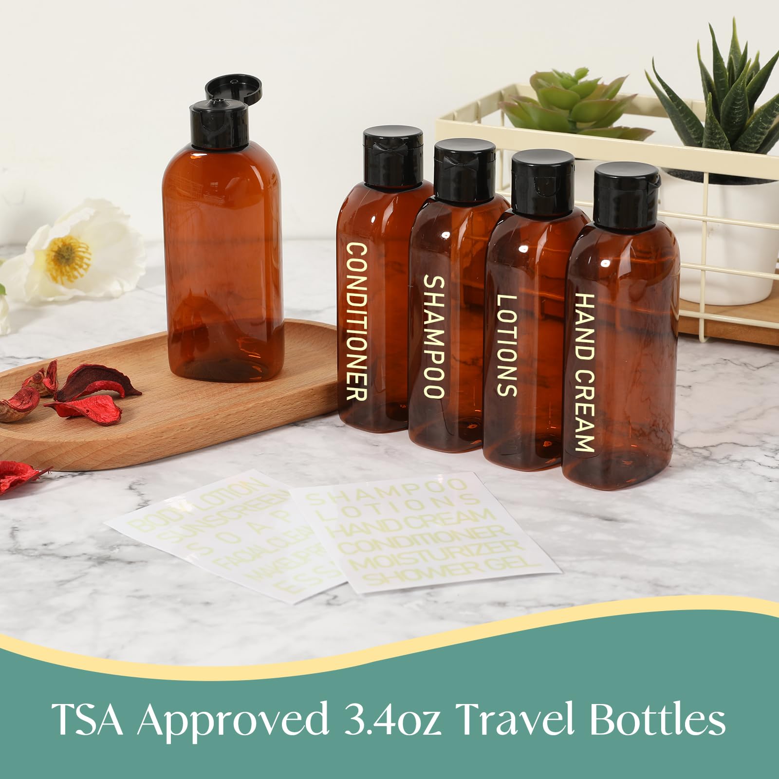 5 Pack Travel Bottles For Toiletries, 3.4Oz Tsa Approved Travel Size Containers, Leak Proof Refillable Travel Accessories For Sh