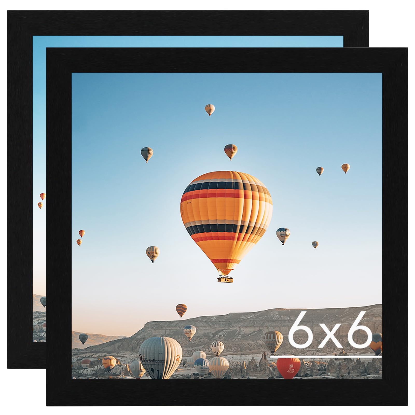JCJMY 6x6 Picture Frame Set of 2 for Wall Hanging or Tabletop, 6 x 6 Square Wall Gallery Poster Photo Frame with Shatter Resista