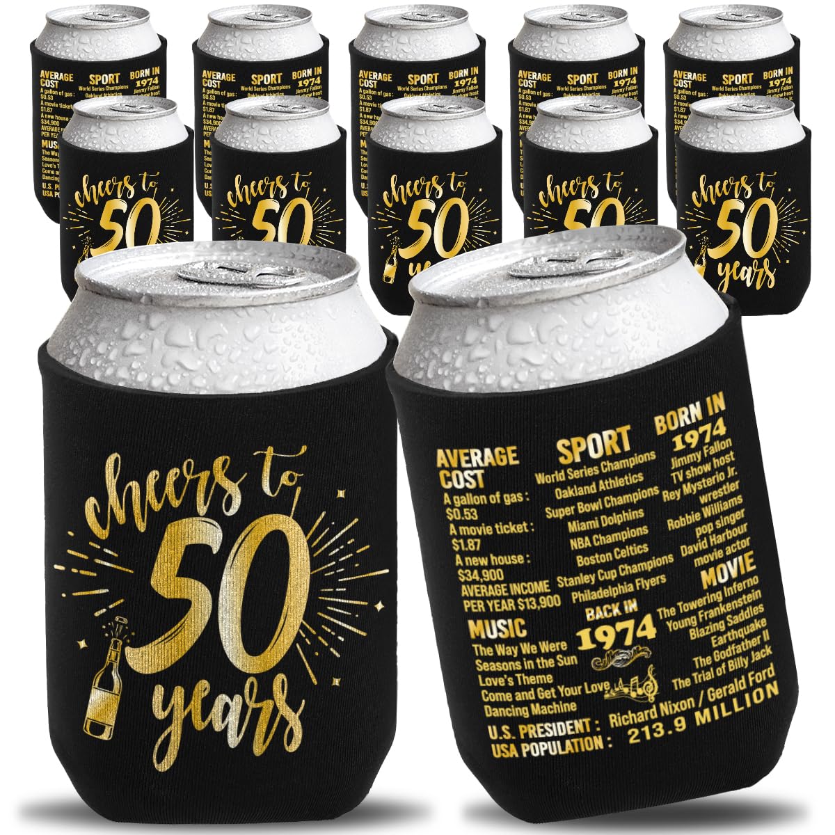 Happy 50Th Birthday Decorations For Men Women, 50Th Birthday Party Supplies, Vintage 1974- Fifty Birthday Party Beverage Can Coo