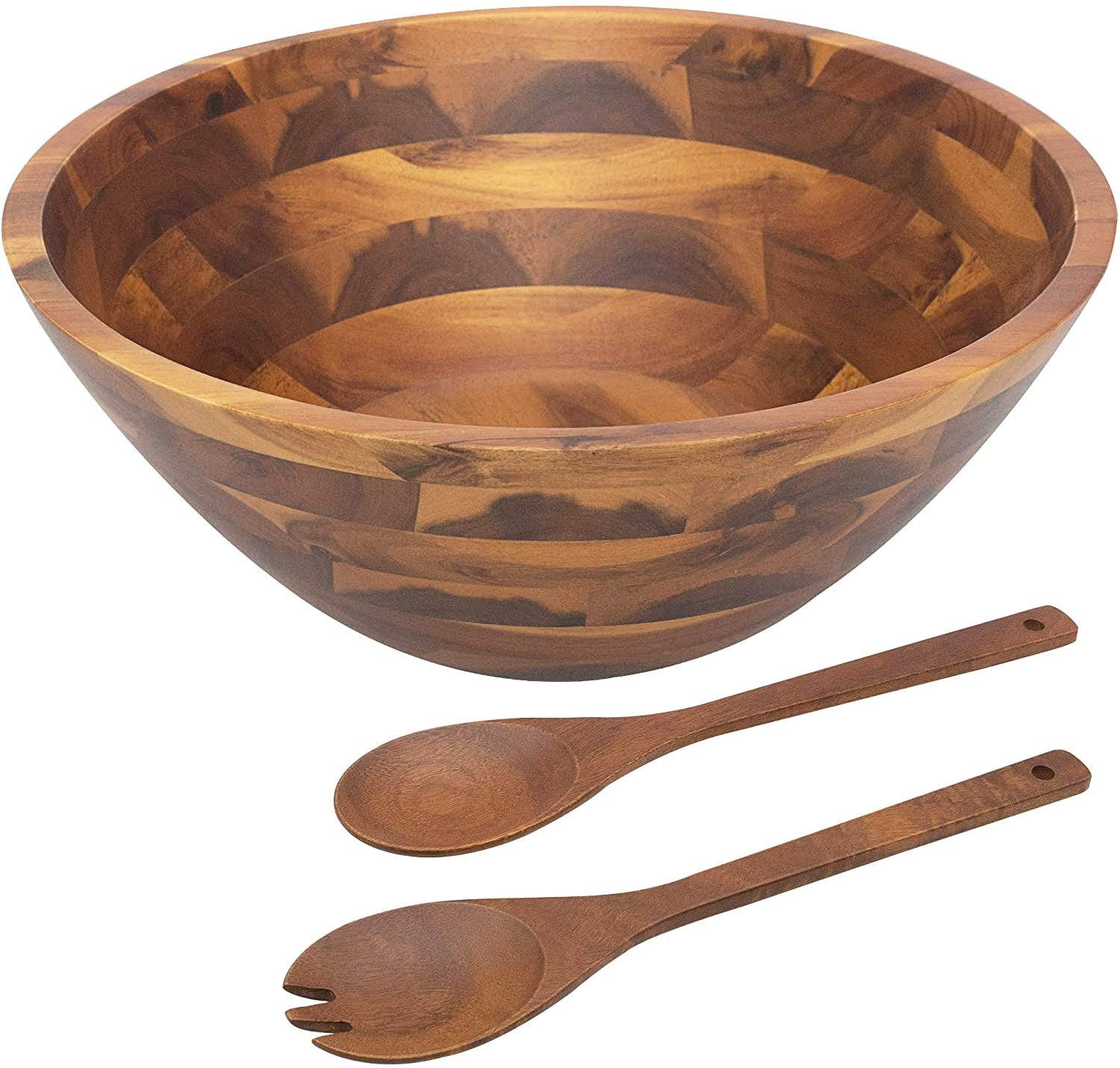 Aidea Salad Bowls, Wooden Salad Bowls Set, Large Acacia Wood Serving Bowl For Fruits, Salad, 12.5'' Big Salad Bowl With Serving