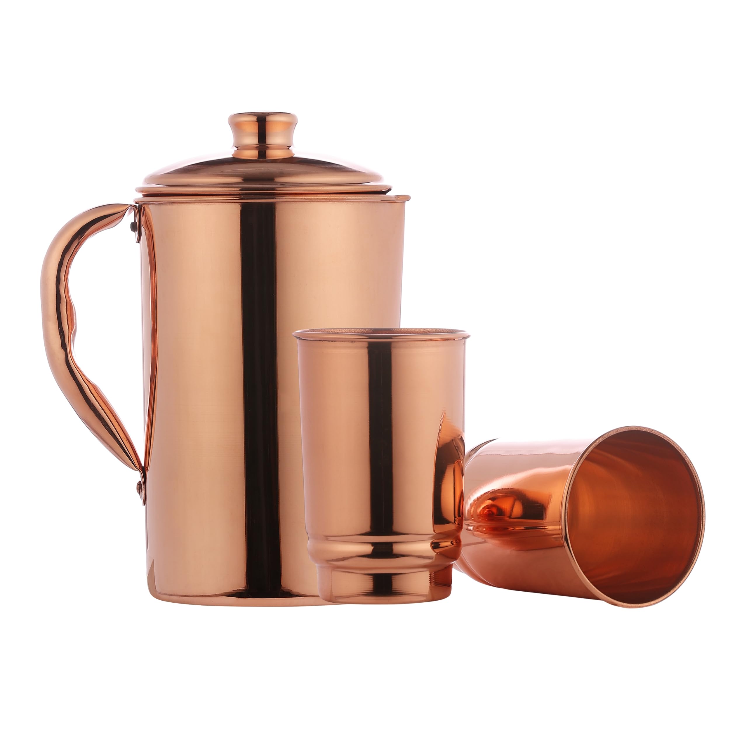 Healthgoodsin - Pure Copper Water Jug With 2 Copper Tumblers | Copper Pitcher And Tumbler For Ayurveda Health Benefits