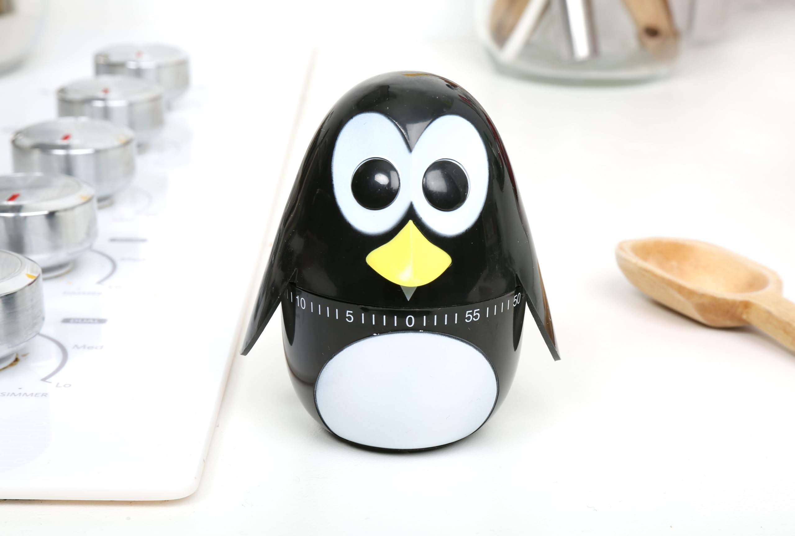 Kikkerland Penguin Kitchen Timer - Black/White, Model KT18, 1 EA