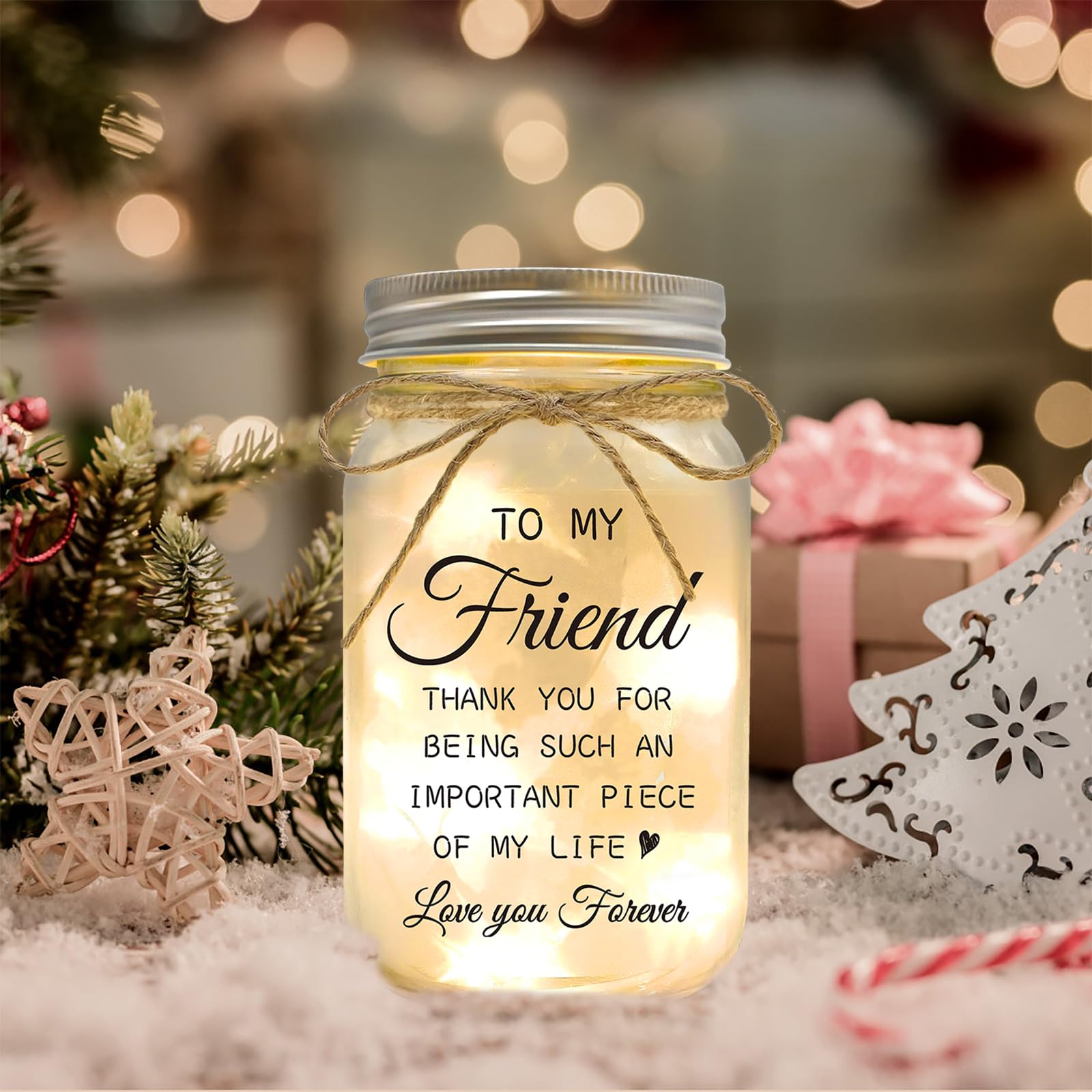 YOISTREVISK Friendship Gifts for Women, Mason Jar Night Lights for Friend, Gifts for Friends Best Friend Birthday Gifts, Thankgi