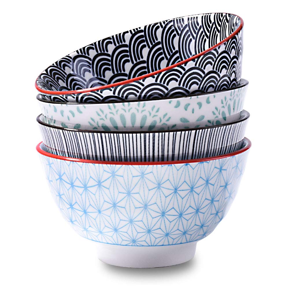 Japanese Rice Bowls Set Of 4, 4.5 Inch, Ceramic Rice Bowls Sushi Bowls Sauce Bowls