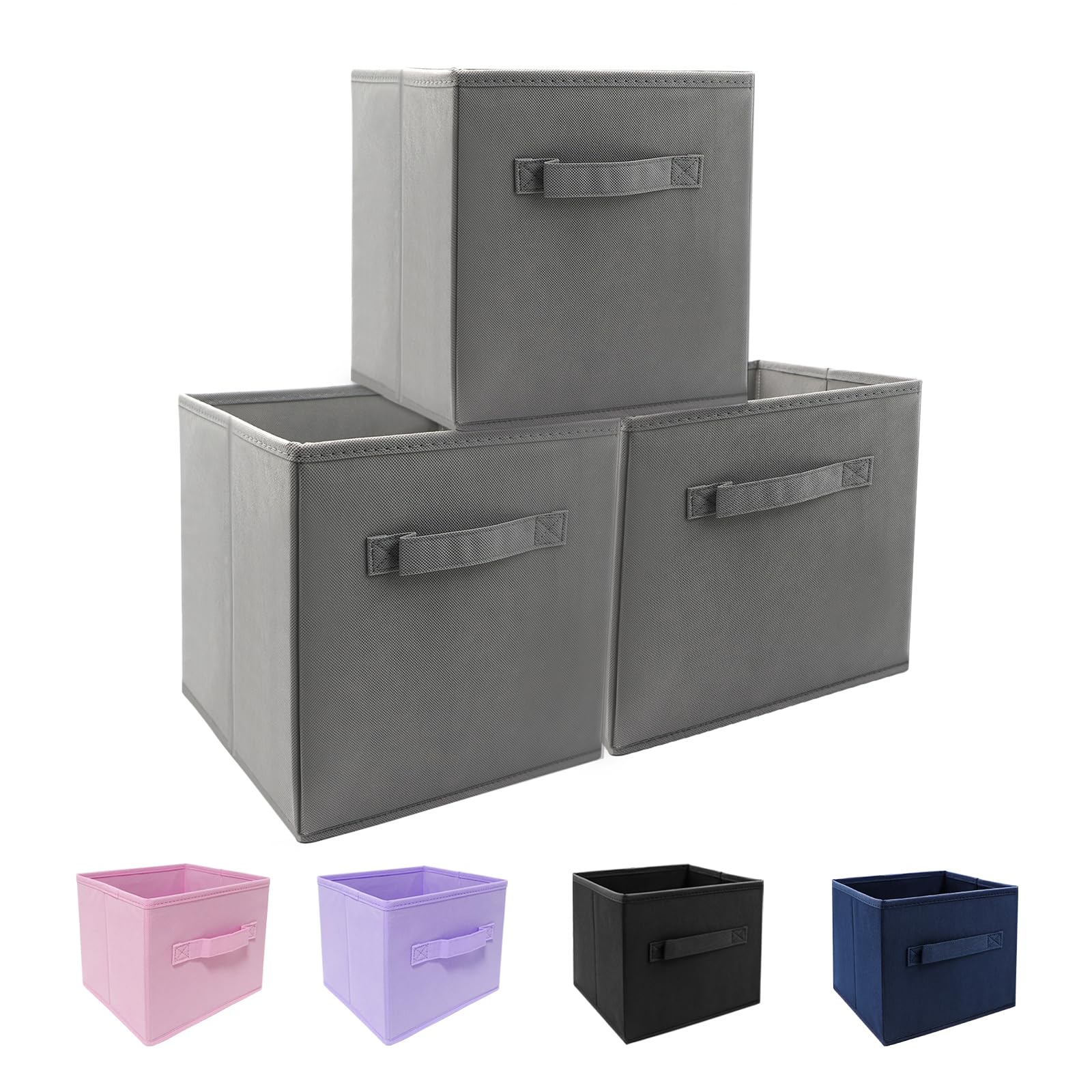 EBIGIC storage bins collapsible storage bins,cube storage organizer (Pack of 3) 10.5 * 10.5 * 11inch,For home and office Collaps
