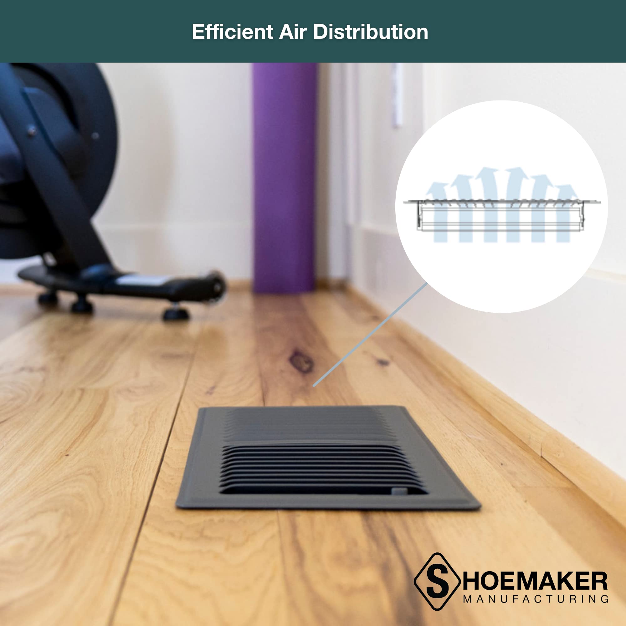 Shoemaker Manufacturing, Storm Gray, 6X14, Premium Floor Register, All Steel Heavy Duty Vent Cover