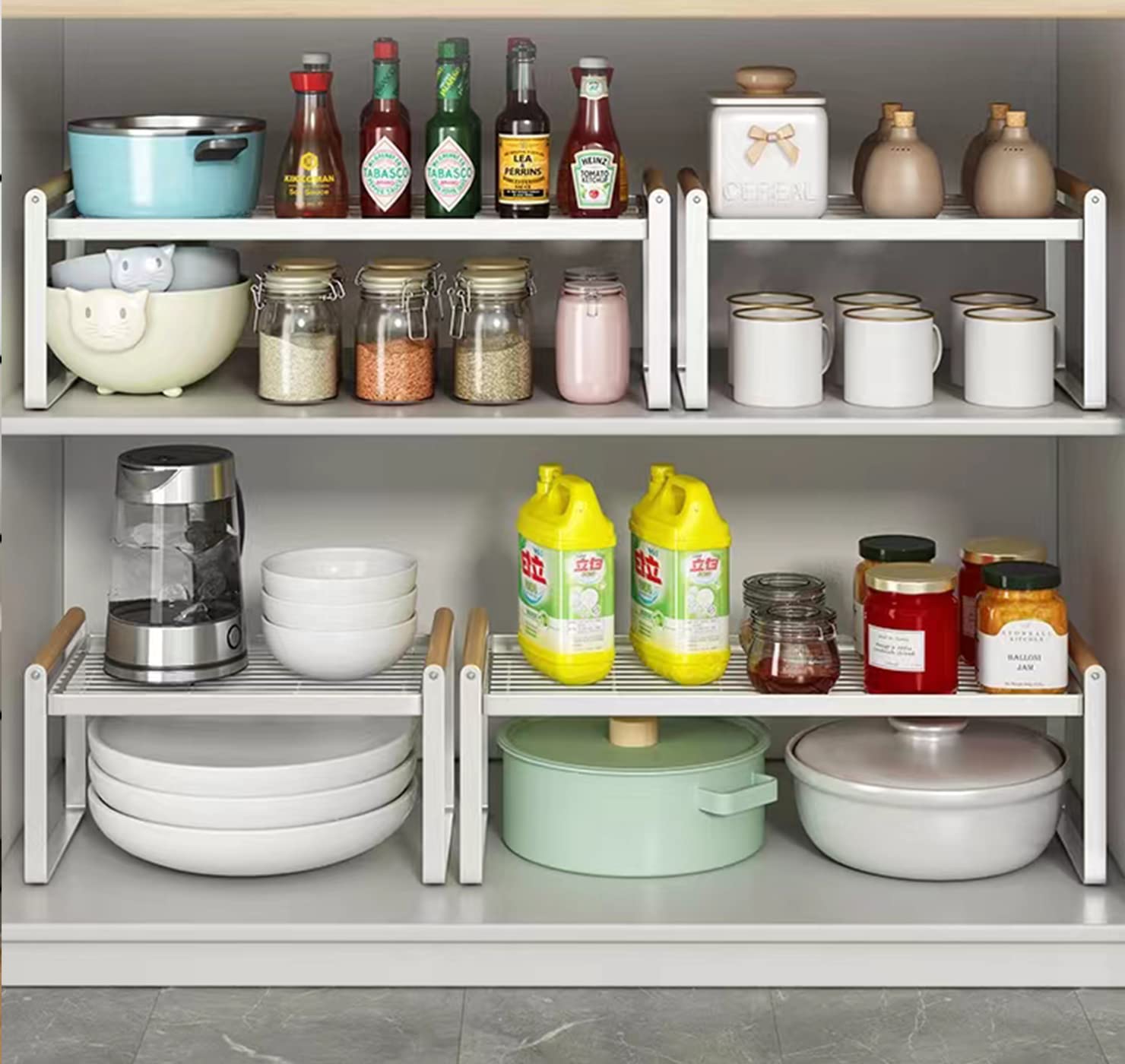 Gencuoir Stackable Wide Countertop Organizer, 13''  8.3''  7.9''Kitchen Bottle Racks Organization And Storage, Spices Rack For C