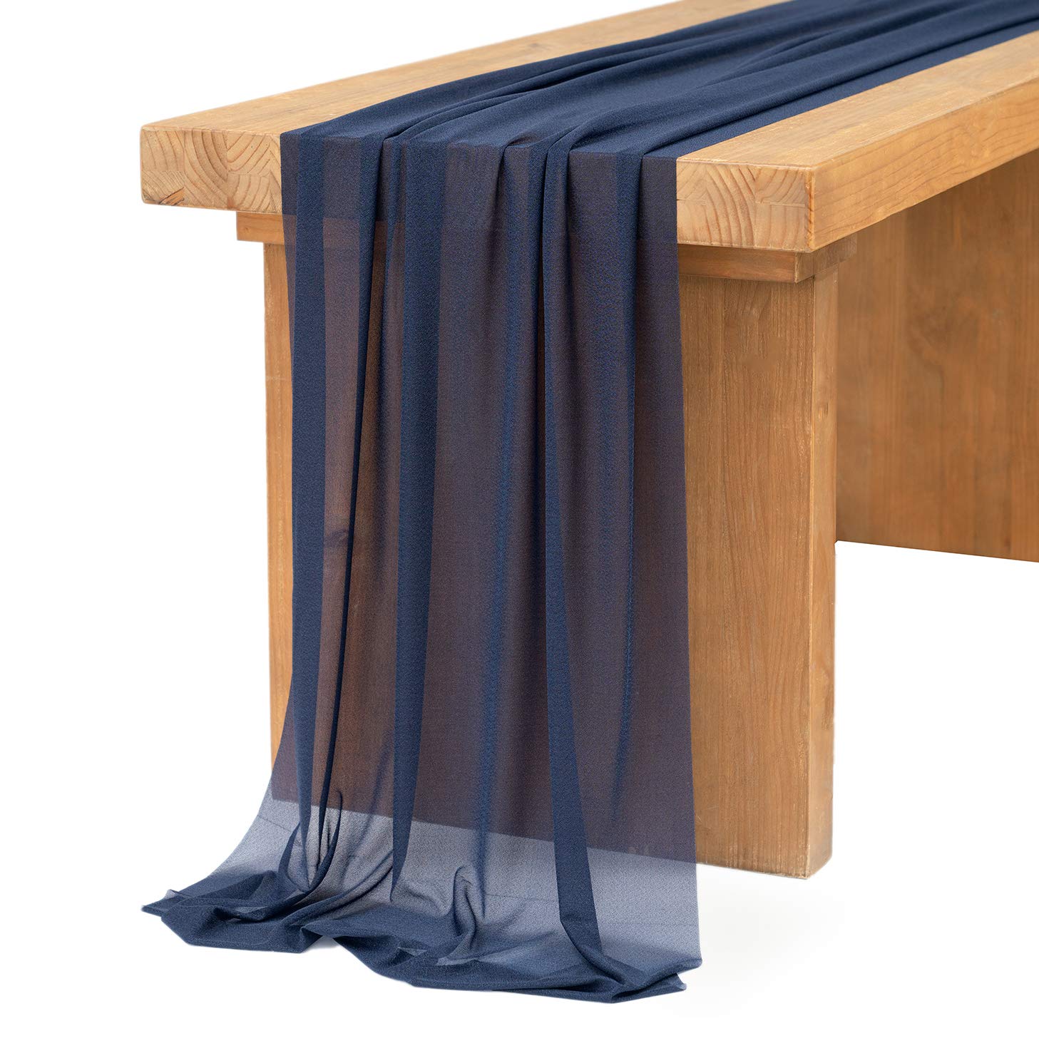 Ling 'S Moment 14Ft Navy Blue Sheer Chiffon Like Table Runner With Silver Sparkle For Rustic Boho Wedding Party Bridal Shower De