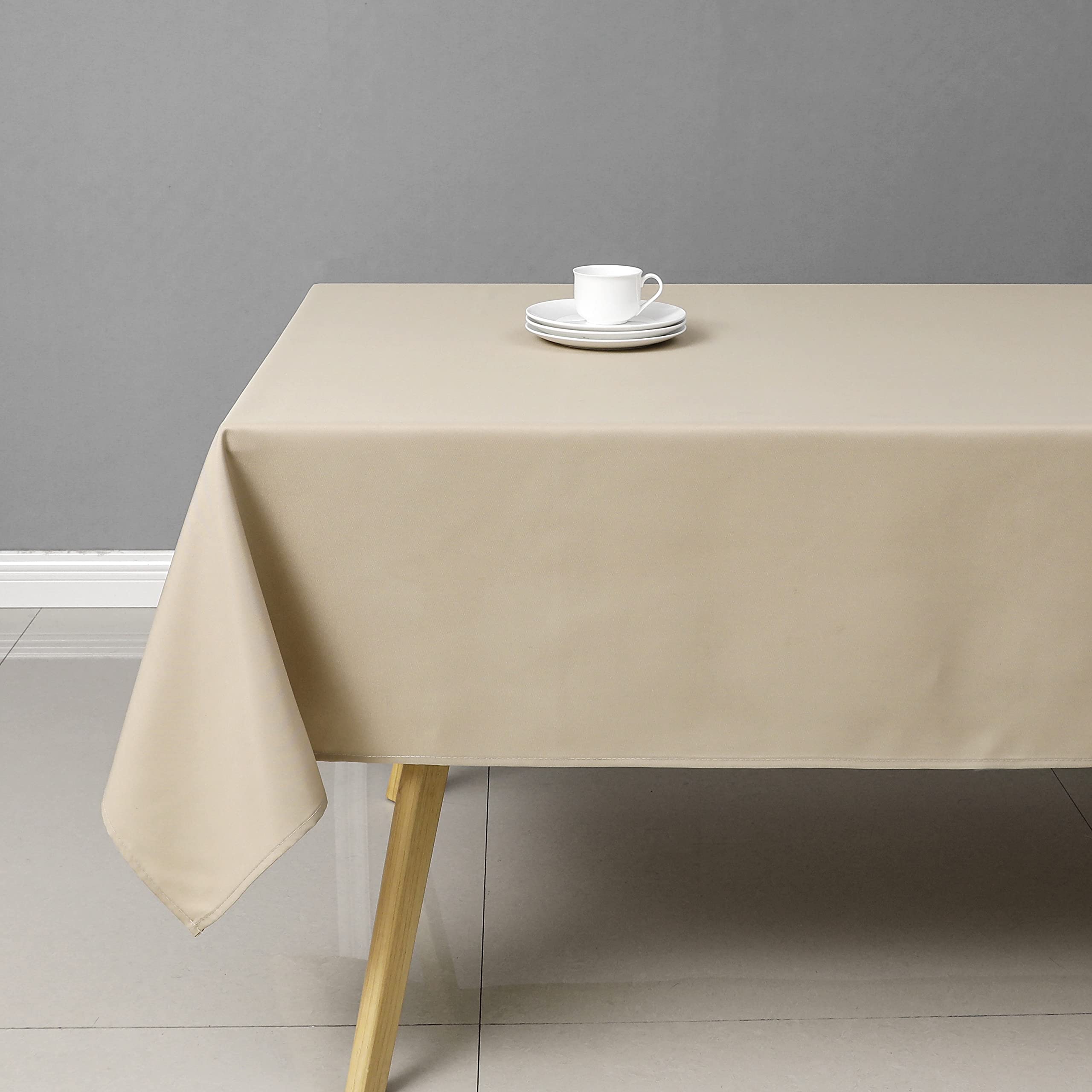 Wewoch Khaki Rectangle Tablecloth Wrinkle Resistant Washable Fabric Table Cloth For Dining,Kitchen, Parties Weddings And Outdoor