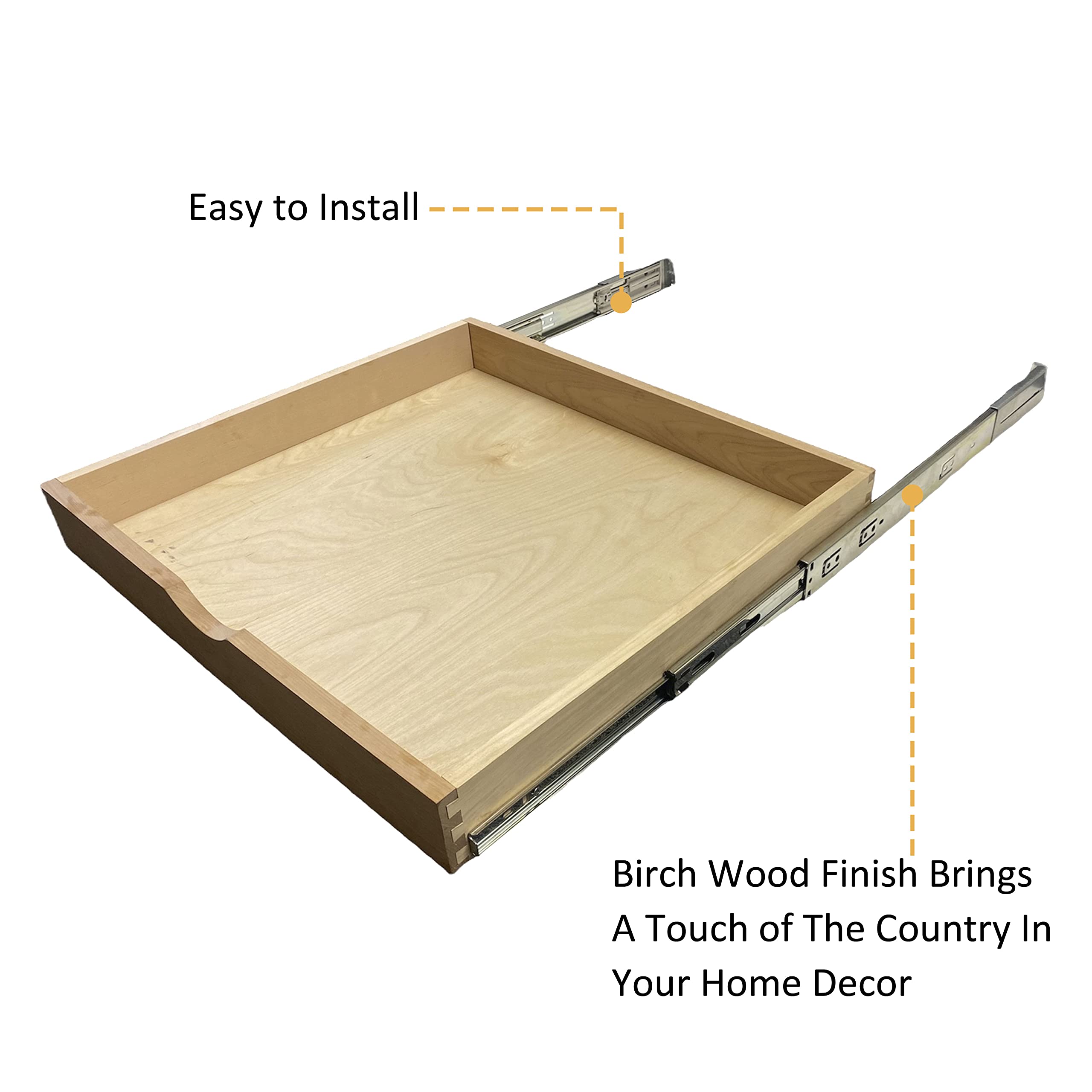 Couver Cabinetrta Soft-Close Diy Slide Out Cabinet Shelf Pull-Out Wood Drawer Storage (W)33 X (D)21