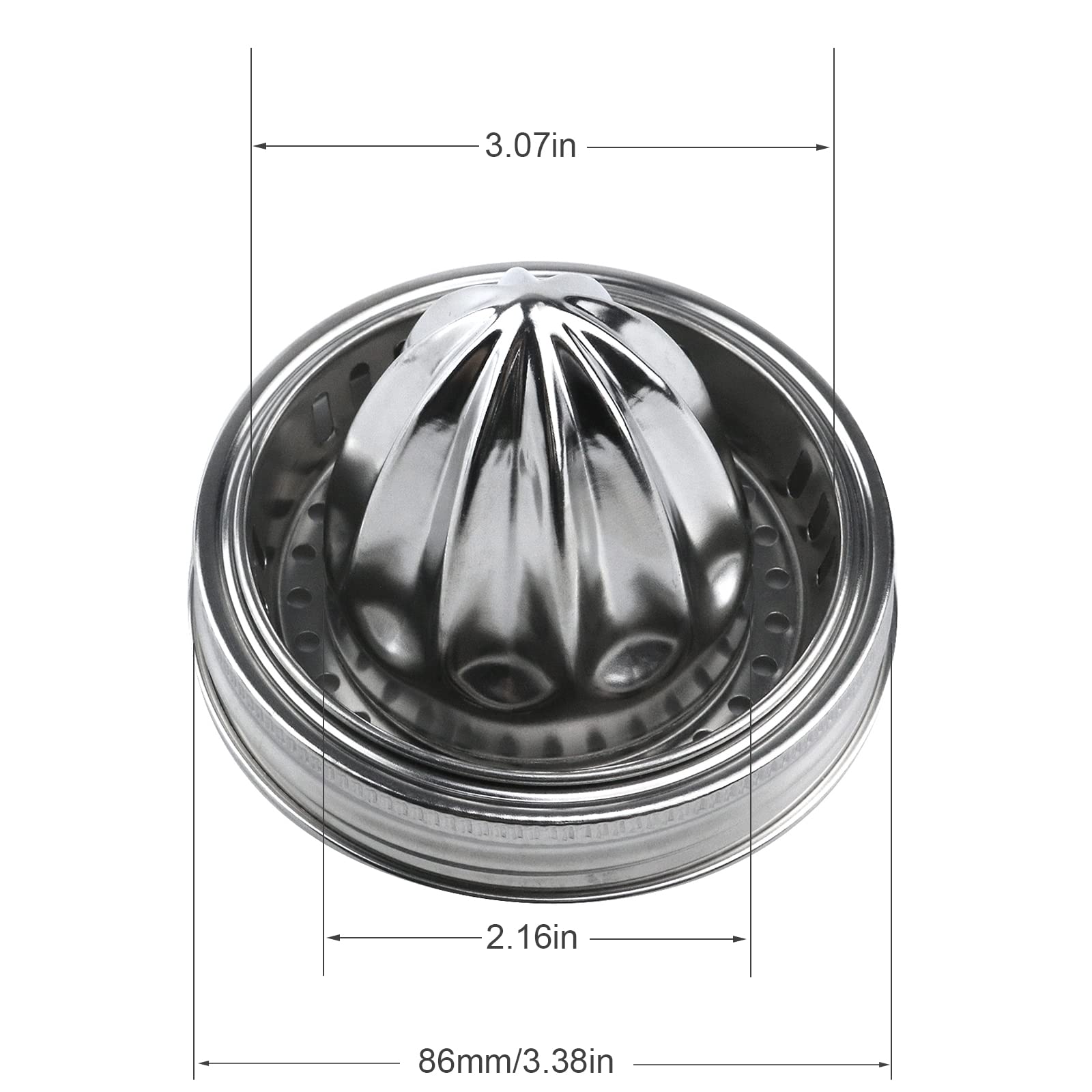 Meprotal Mason Jar Lemon Squeezer Lid, Stainless Steel Manual Citrus Juicers, Hand Squeezer For Wide Mouth Mason Jars (Pack Of 2