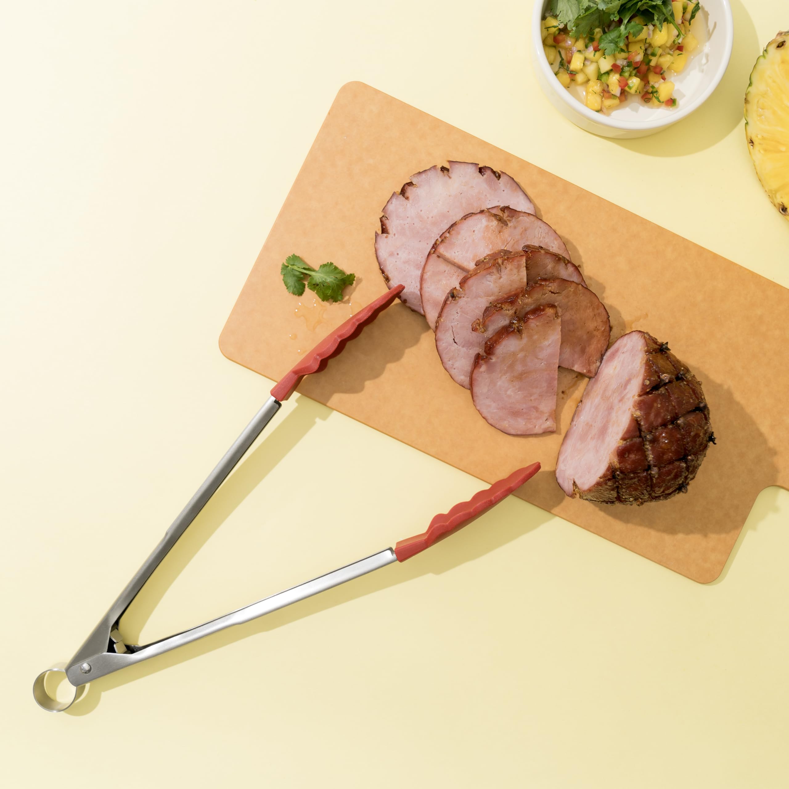 Cuisipro 12-Inch Silicone Locking Tongs, Red