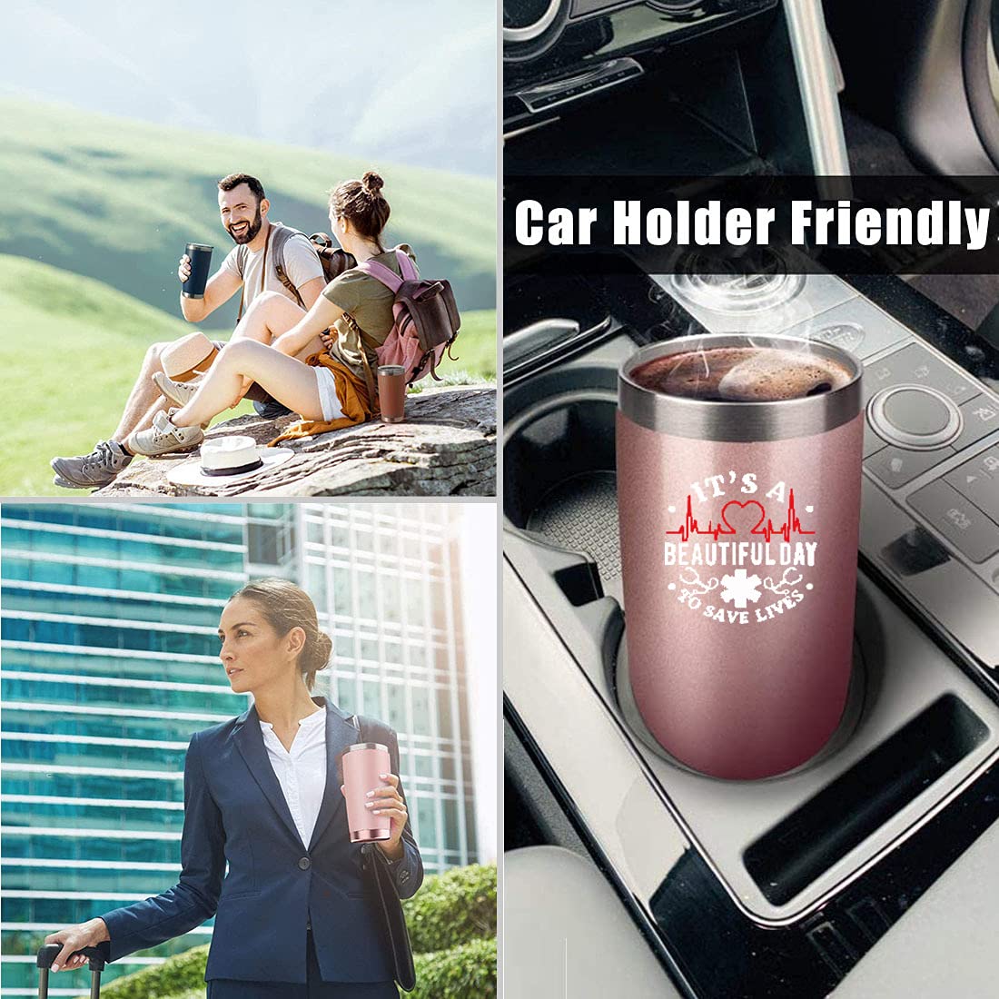 Athand Greys Anatgreys Anatomy Stainless Steel Tumbler With Lid Straw 20Oz - Save Lives Rose Gold Vacuum Insulated Tumbler Coffe