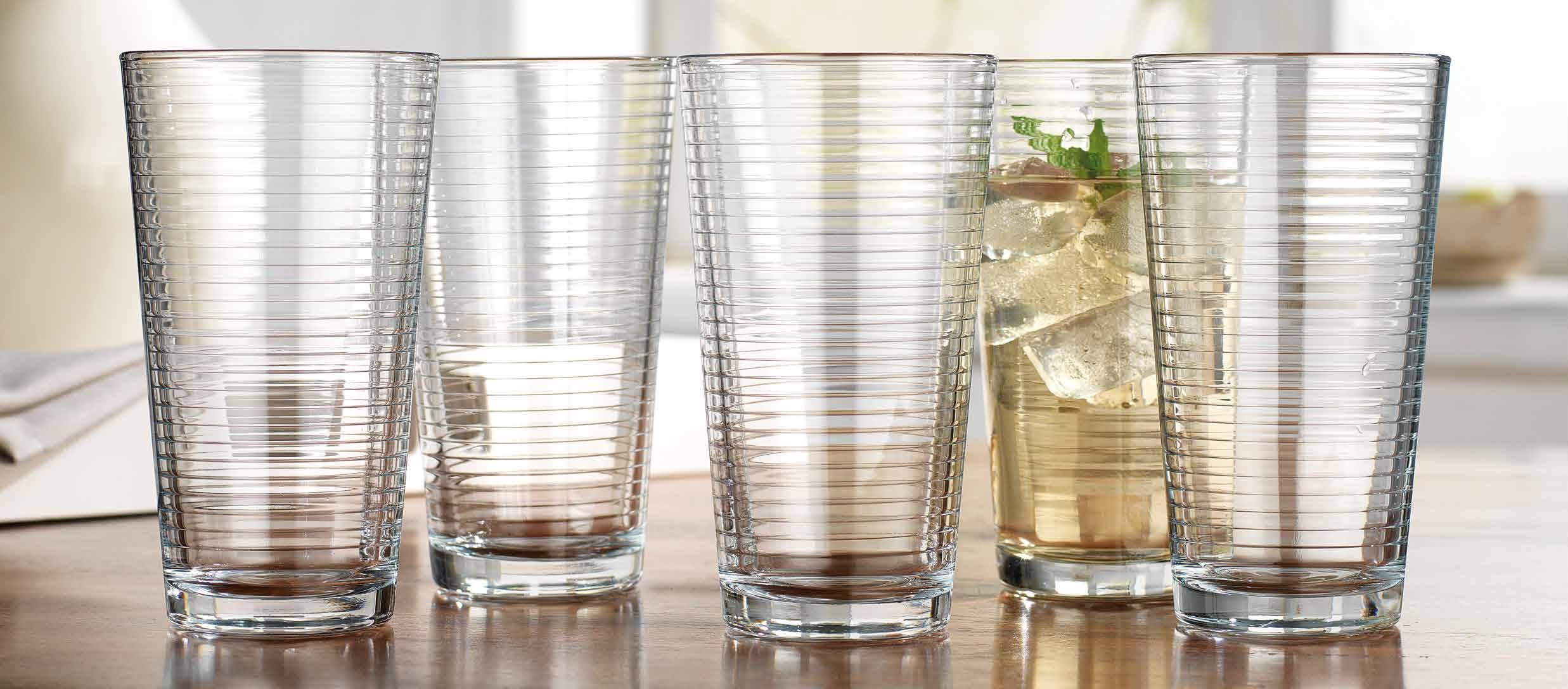 Glaver'S Drinking Glasses Set Of 10 Highball Glass Cups, Premium Quality 17 Oz. Coolers, Ribbed Glassware. Ideal For Water, Juic