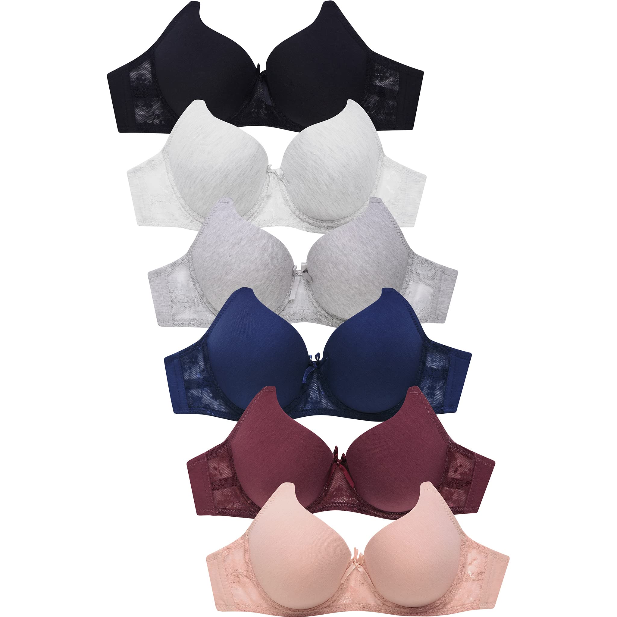 Mamia Womens Full Cup Push Up Basic Bras (Pack Of 6)-38B-Ellen