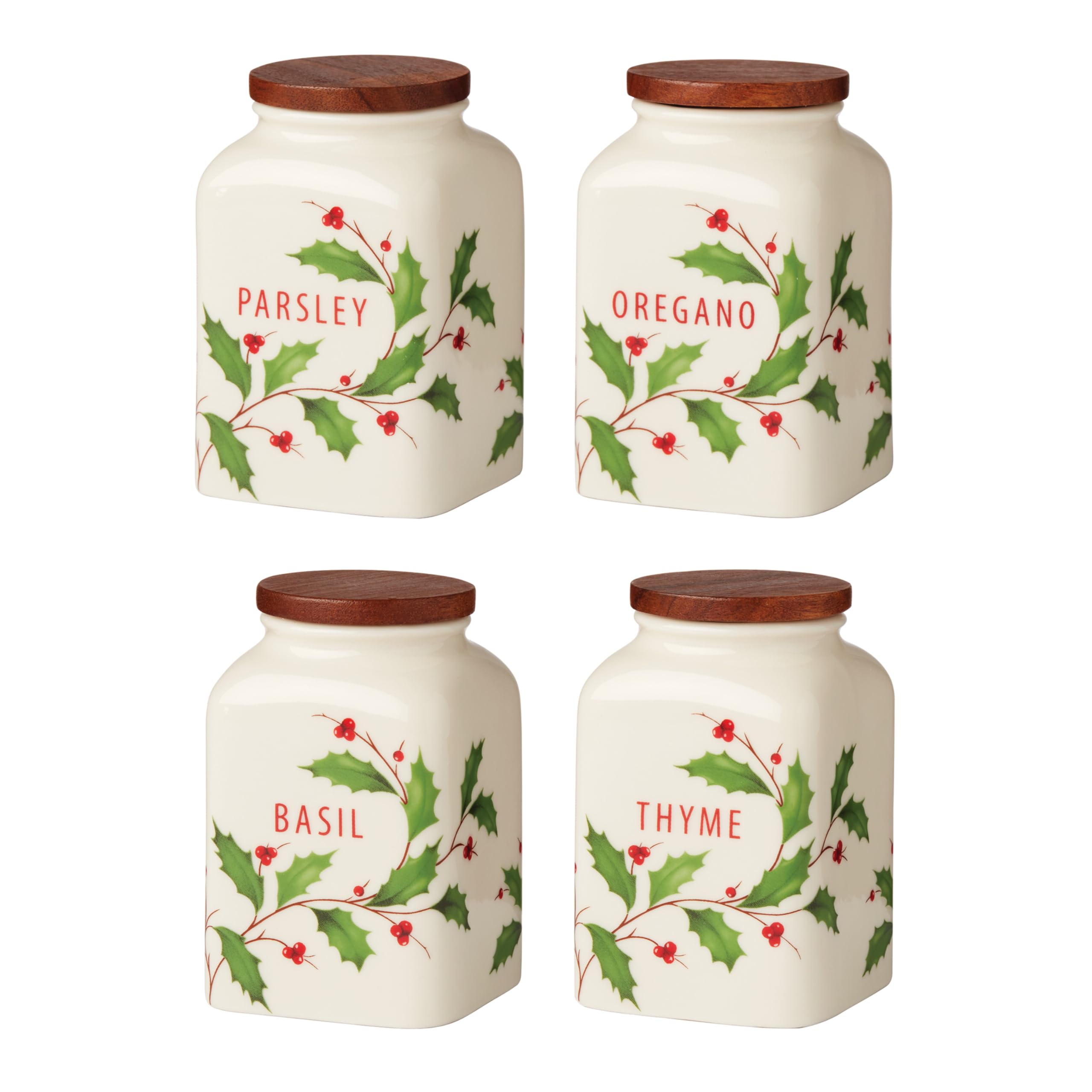 Lenox 895049 Holiday Cooking Spice Jars, Set of 4, Christmas Theme
