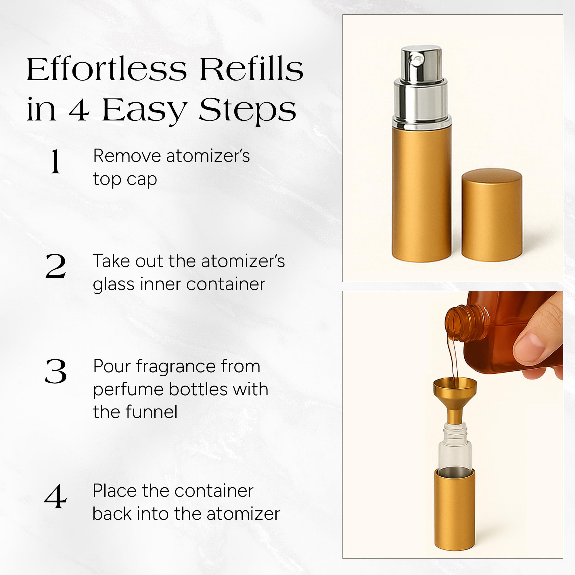 Zey Perfume Atomizers With 6 Funnels - Travel-Size And Leak-Proof Refillable Atomizer Sprayer For Perfume And Cologne - Safe For