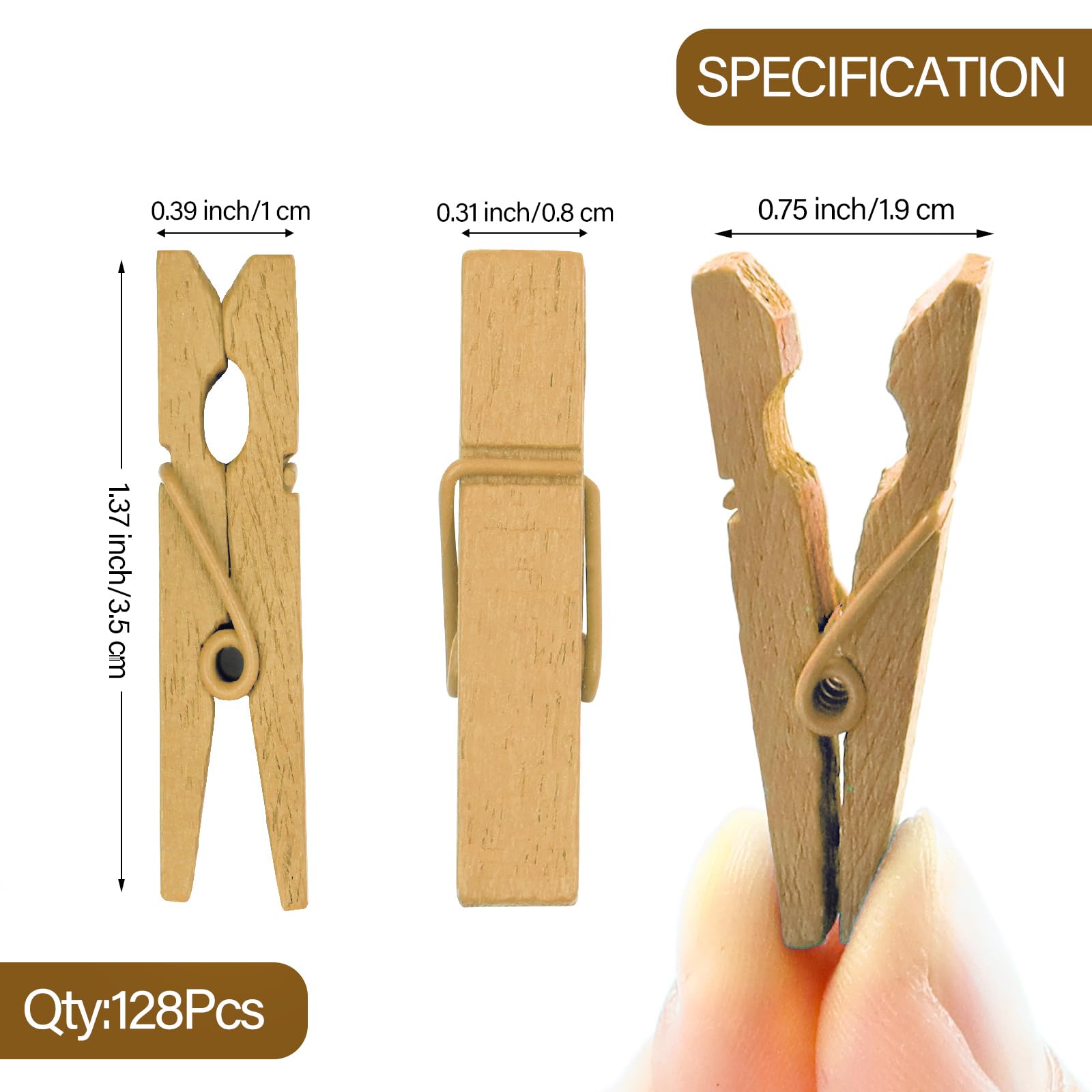 (Pack Of 128) Mini Wooden Colored Clothespins Wood