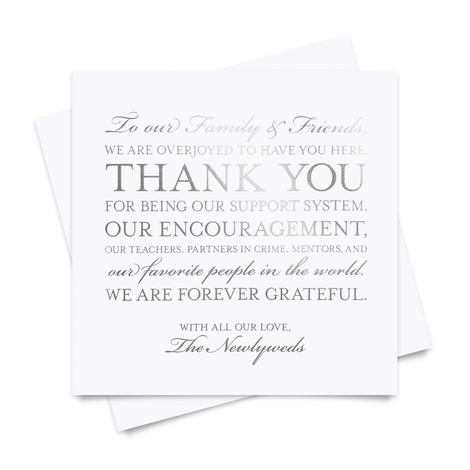 Bliss Collections Wedding Reception Thank You Cards - Pack Of 50 Real Silver Foil Cards Are A Great Addition To Your Table Cente