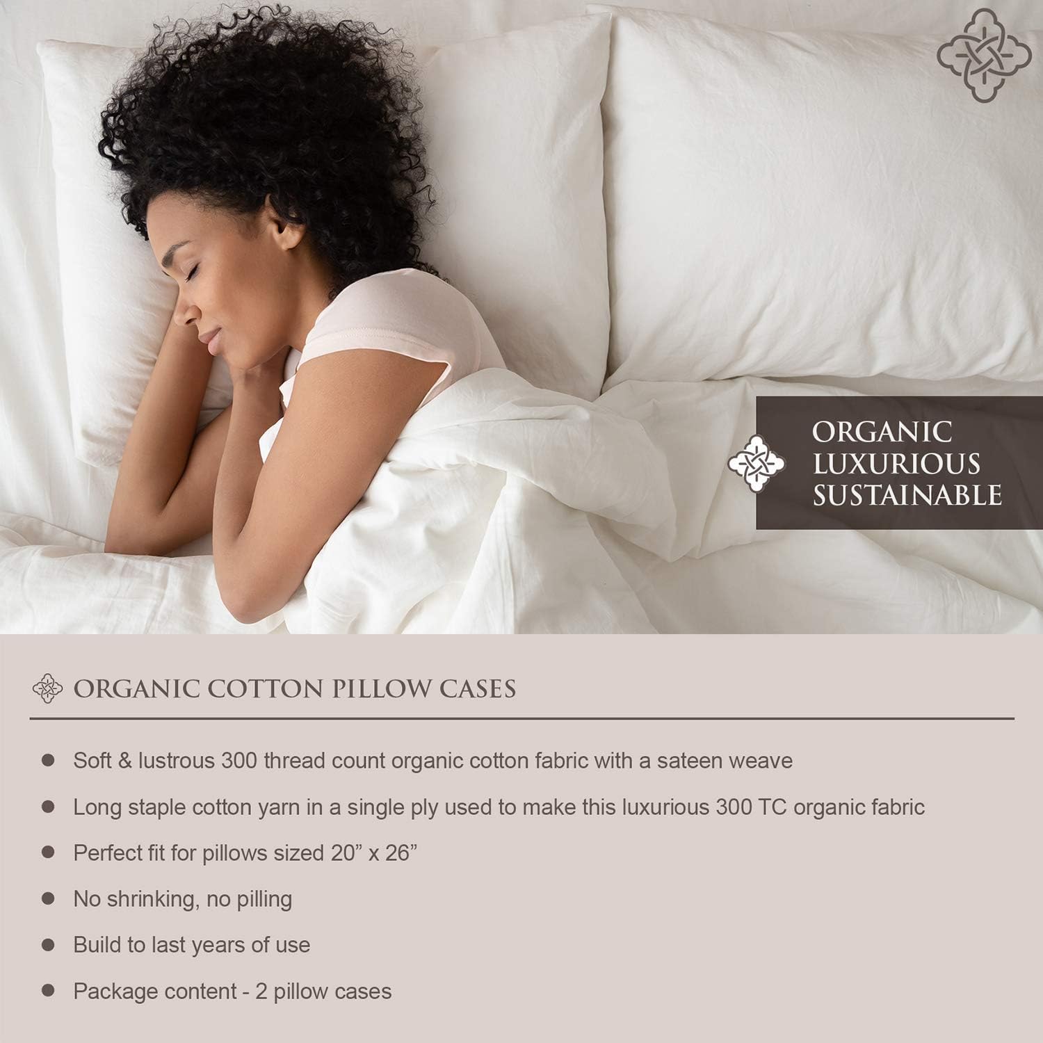 Bioweaves 100 Organic Cotton King Pillow Cases 300 Thread Count Soft Sateen Weave Gots Certified - King Size, Set Of 2, Grey