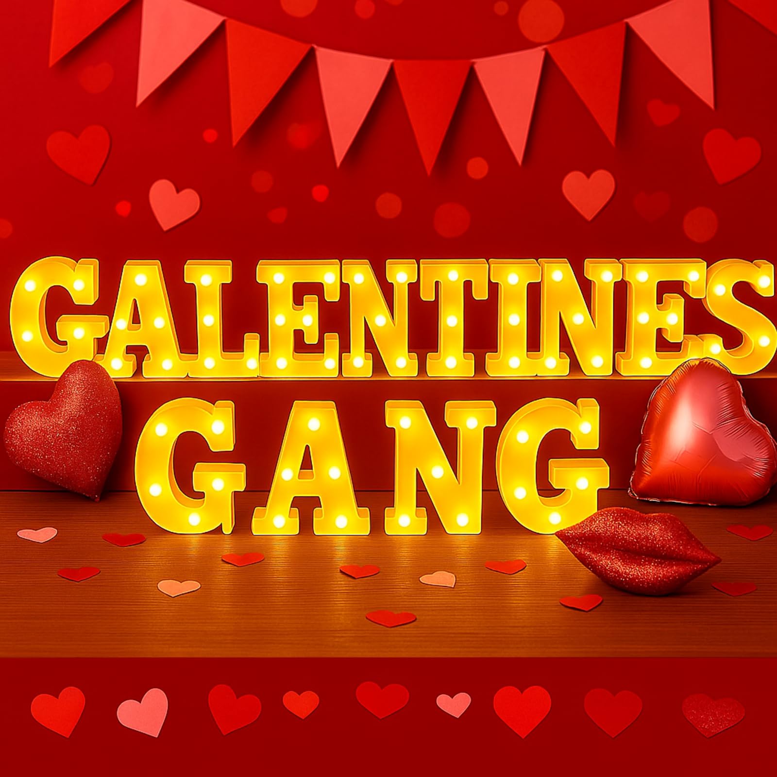 Honoson 14 Pcs Galentines Day Party Decorations Galentines Gang Lights up Sign Girls Ladies Galentine s Day Party Decorations Fi