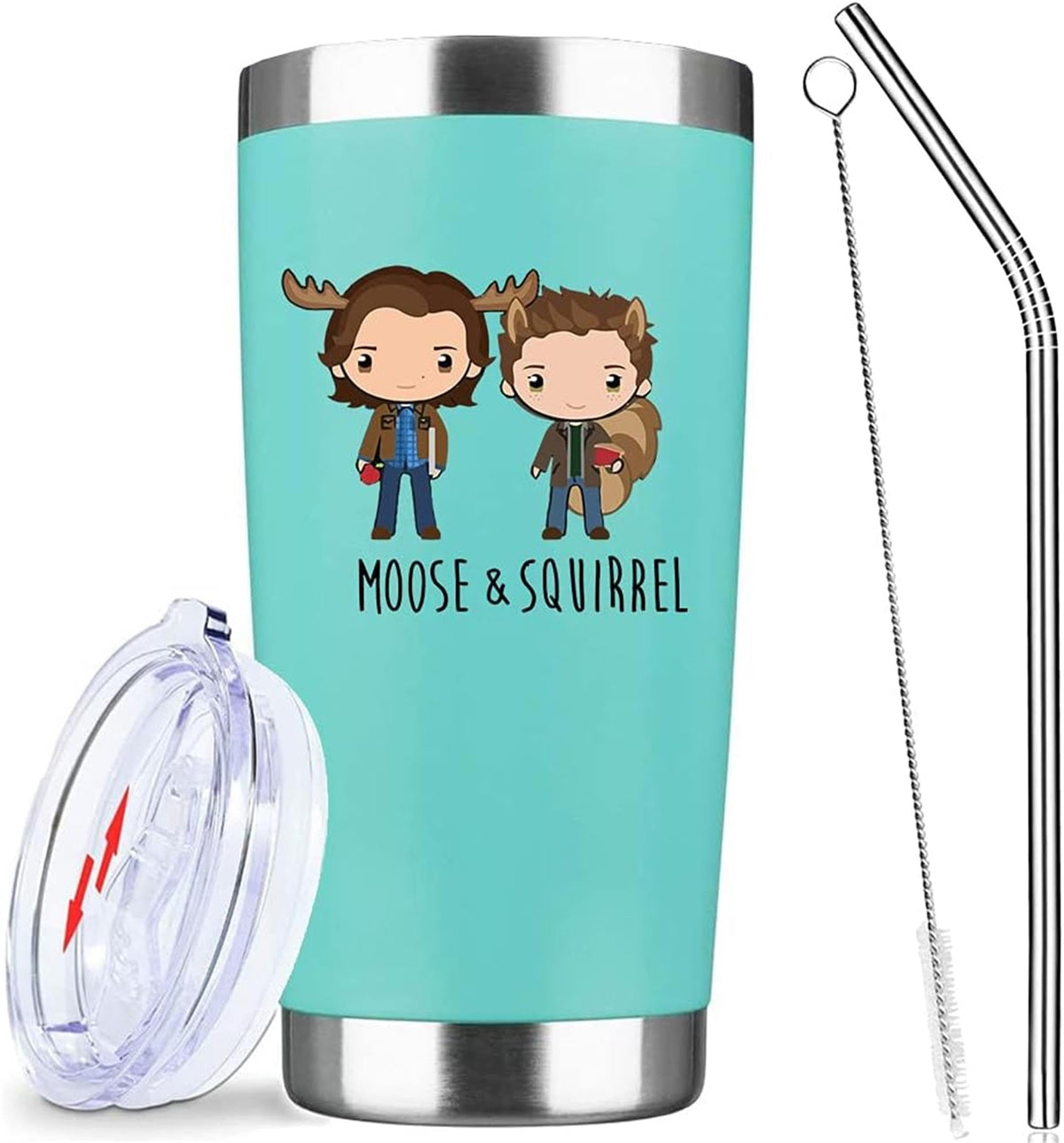 Athand 20Oz Stainless Steel Insulated Pattern Cup With Lid Coffee Mug - Sam & Dean Green Mint Vacuum Mug Double Wall Large Trave