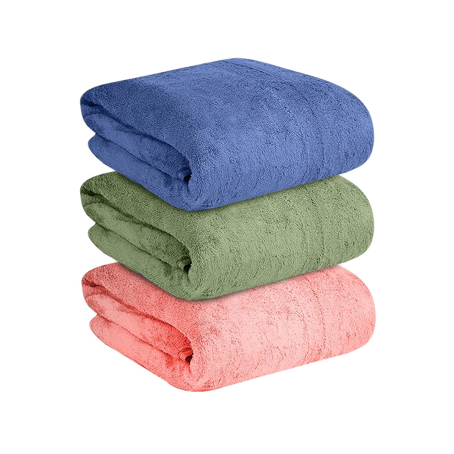 Maxoshine Microfiber Towels For Bath Large Size-Super Soft Coral Fleece Bathing Towel Hook Quick Dry Super Absorbent-Bath Towel 