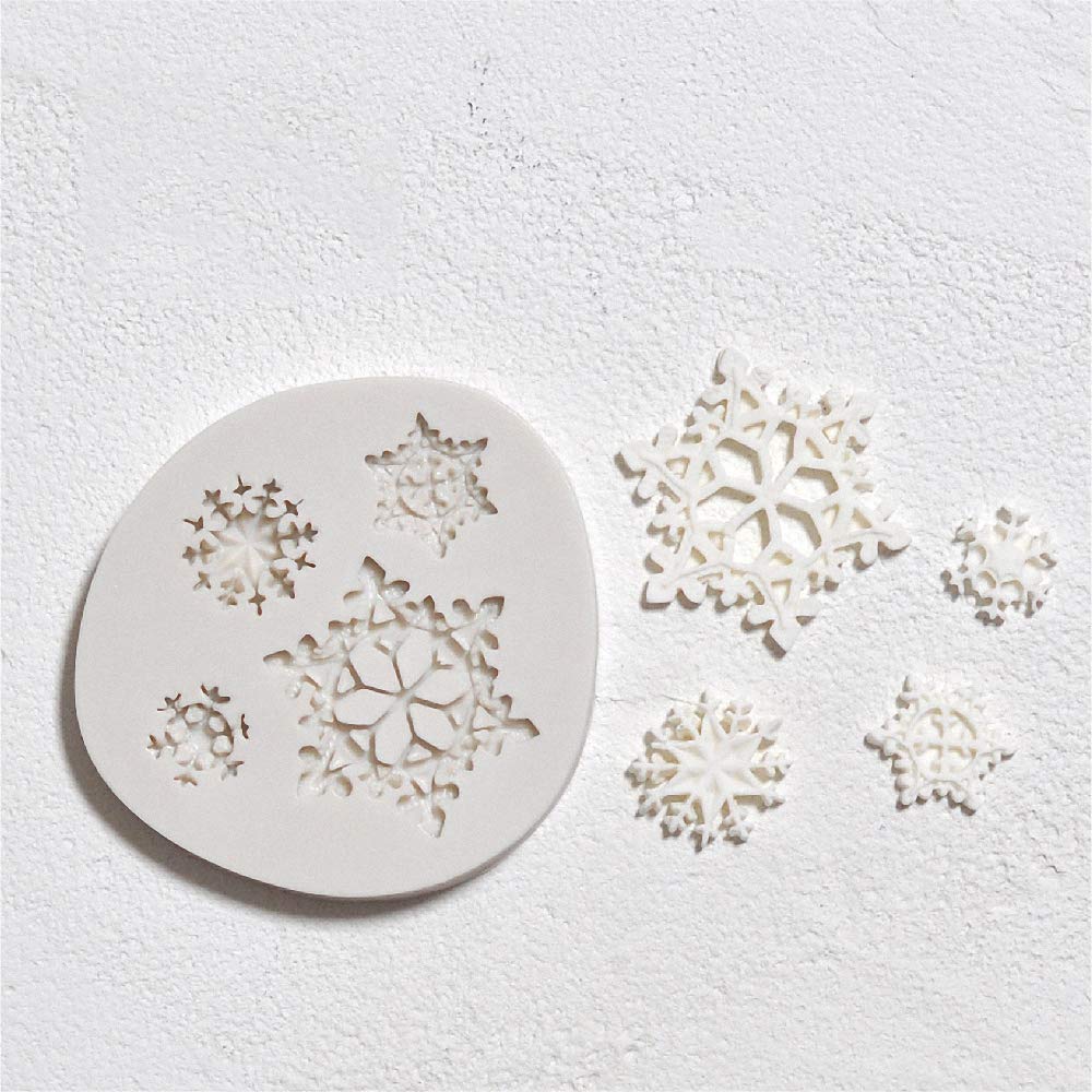(Set Of 3) Winter Snowflake Fondant Molds, Christmas Snowflake Silicone Sugarcraft Gum Paste Mold For Cake Cupcake Topper Decora