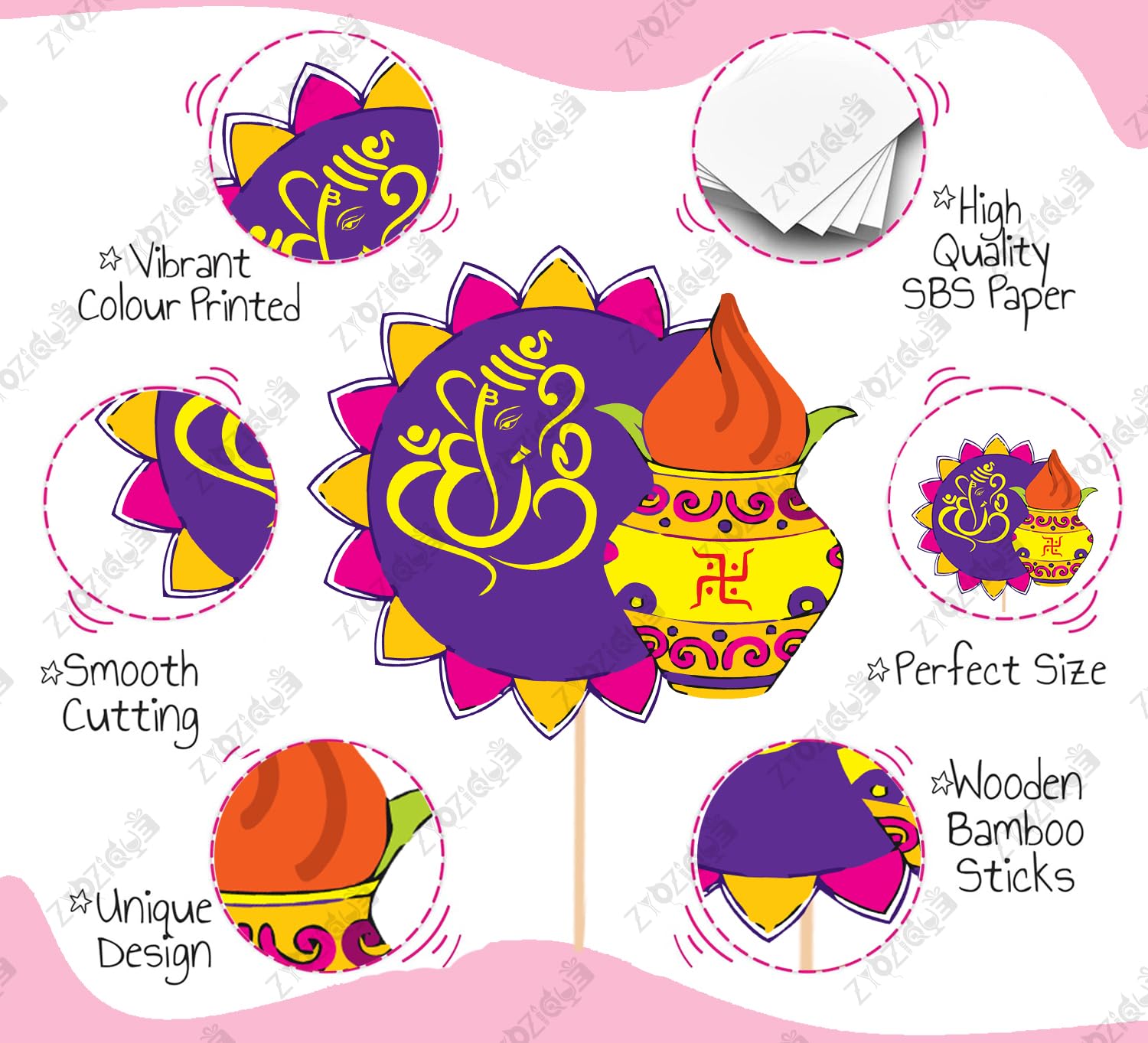 Zyozique  Annaprasanam Photo Booth Props With Annaprasanam Paper Bunting Paper Banner Hindi Font Shubh Annaprashan | Rice Ceremo