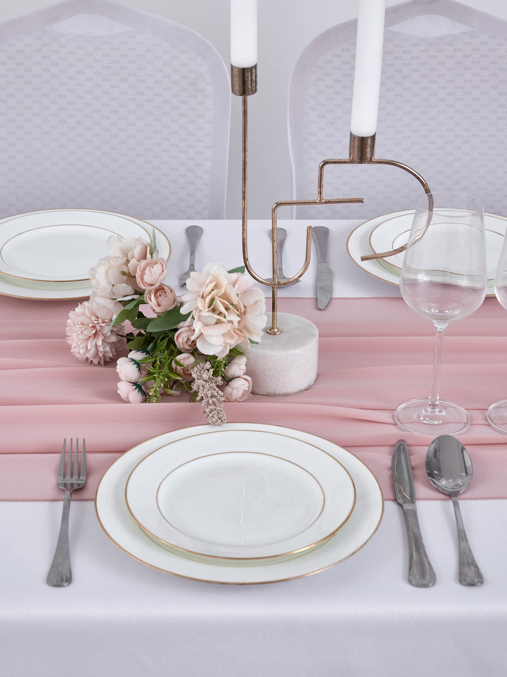 BEDDEB 10Ft Dusty Rose Chiffon Table Runner Sheer Wedding Table Runner 29x120 Inches Romantic Tulle Table Runner for Boho Rustic Wedding Decor Birthday Party Bridal Baby Shower Table Decoration