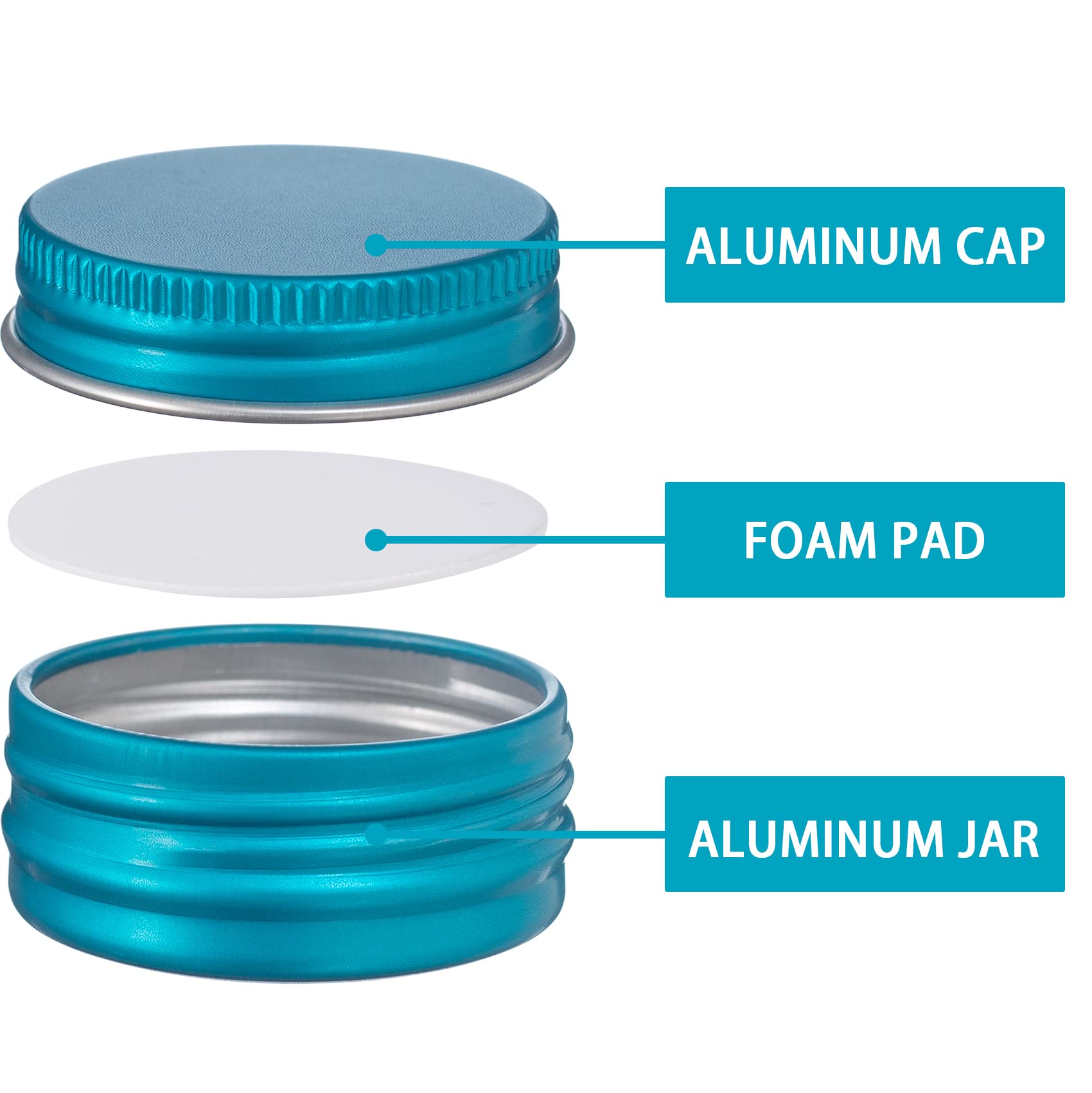 0.5 Oz Screw Top Aluminum Tin Jar With Screw Lid And Blank Labels (Lake Blue - Pack Of 32)