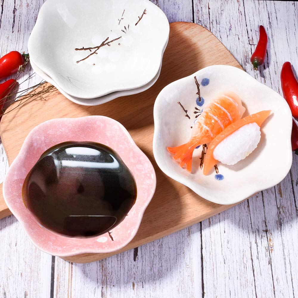 Whitenesser Ceramic Soy Sauce Dish Set Of 4 Japanese Porcelain Dipping Bowls Cups For Sushi Seasoning