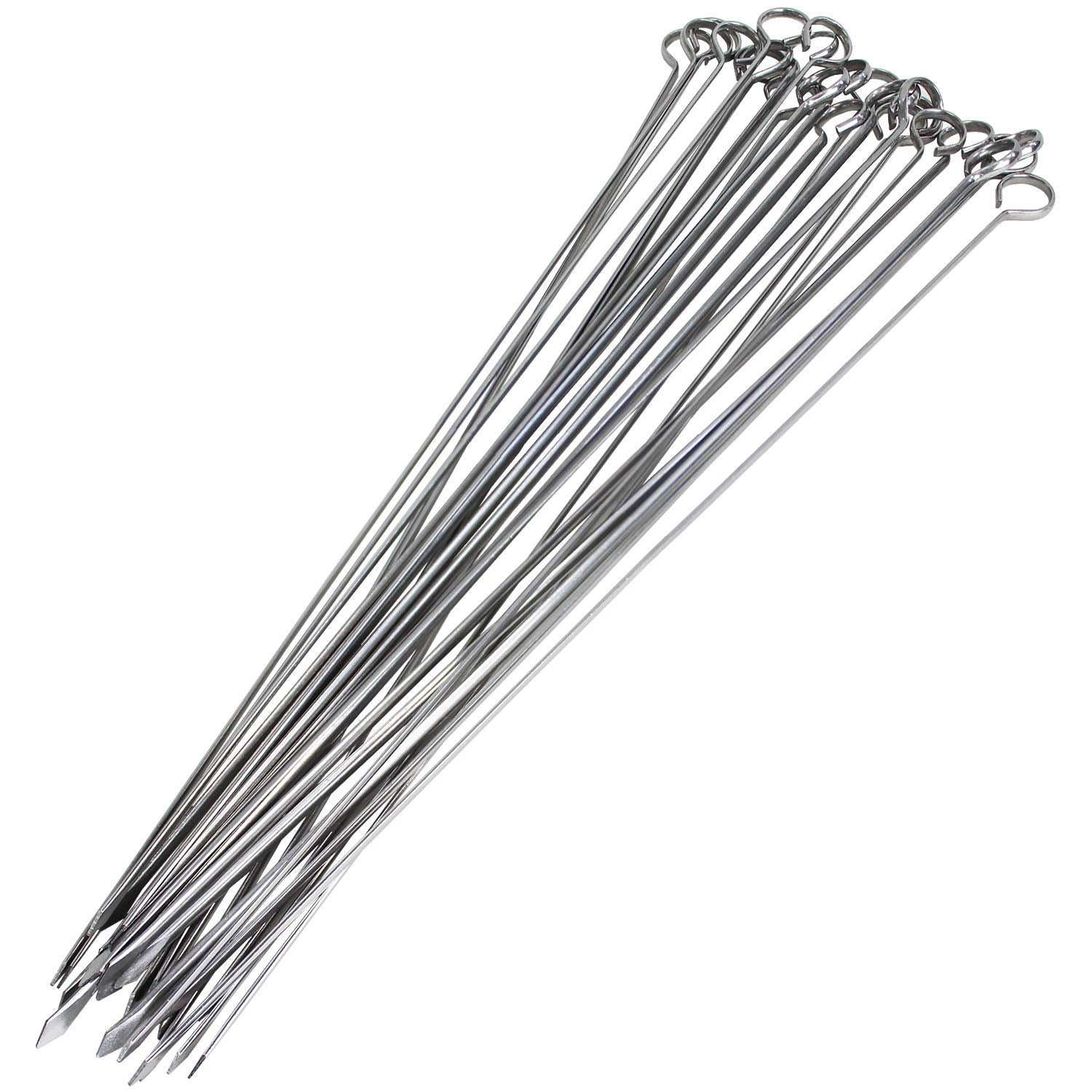 Blue Donuts 24 Pack Kabob Skewers For Grilling 17 Inch - Bbq Grill Grilling Accessories, Stainless Steel, Pack Of 24